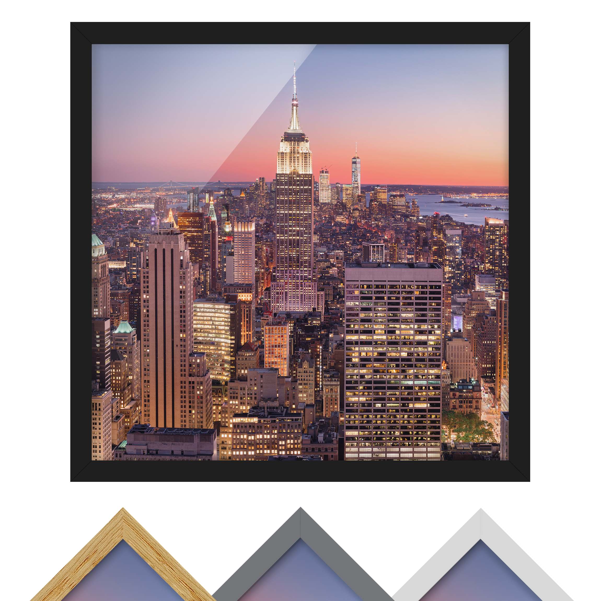 Gerahmtes Bild Sonnenuntergang Manhattan New York City