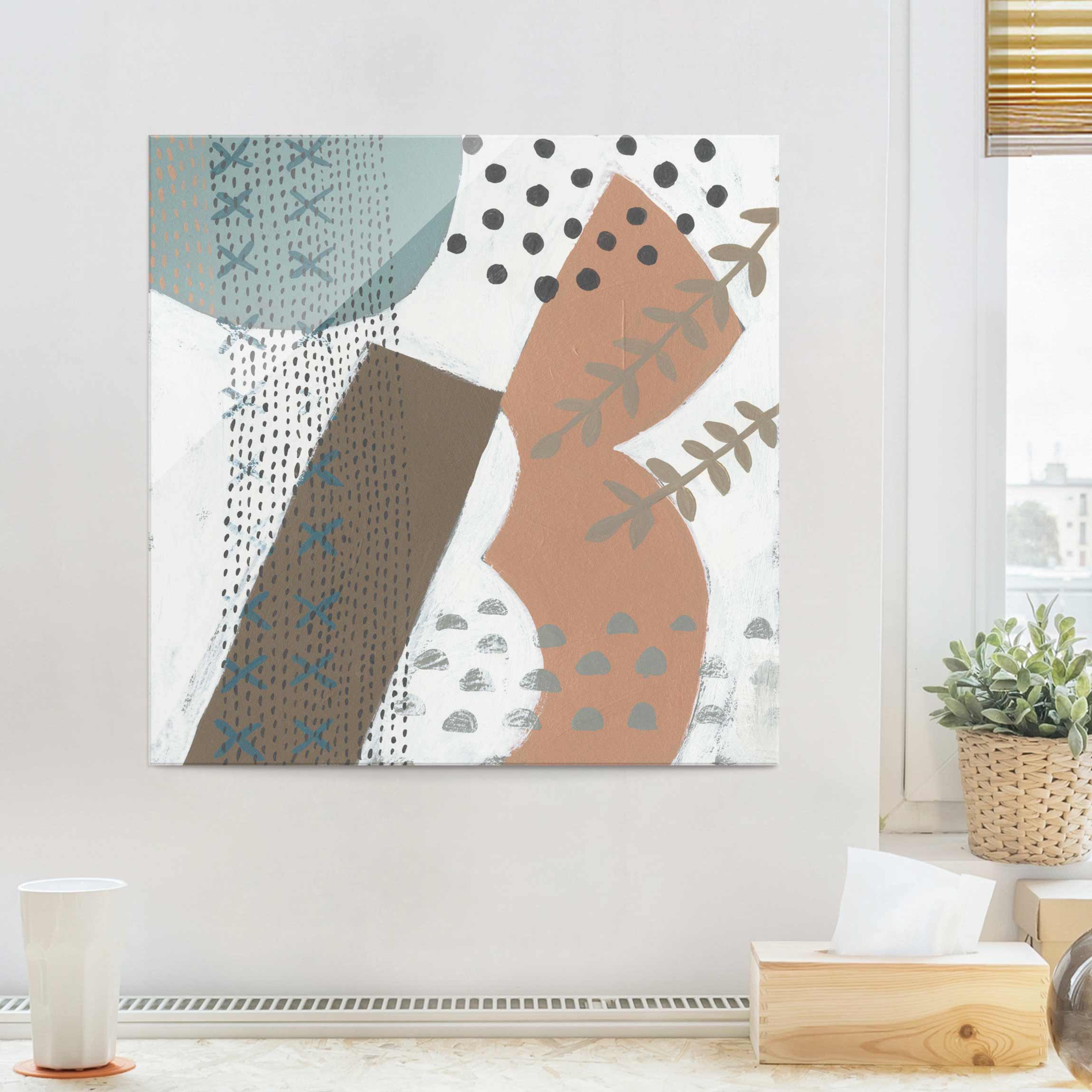 Glasbild Karneval der Formen in Lachs I