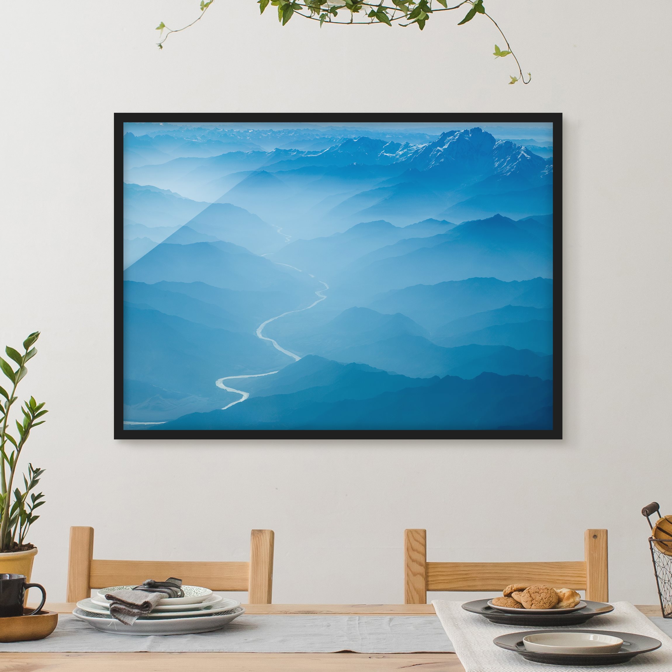 Bild mit Rahmen - Querformat Blick über den Himalaya