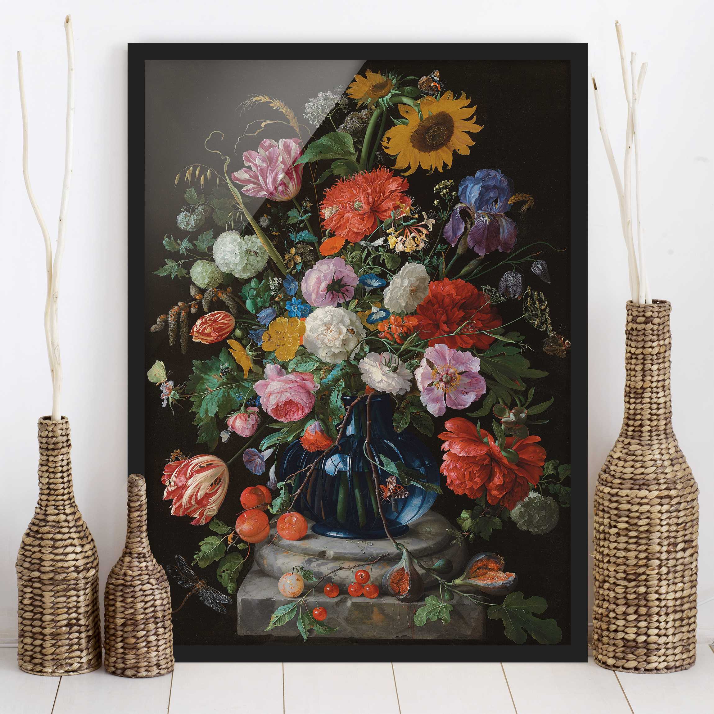 Bild mit Rahmen - Hochformat Jan Davidsz de Heem - Glasvase mit Blumen