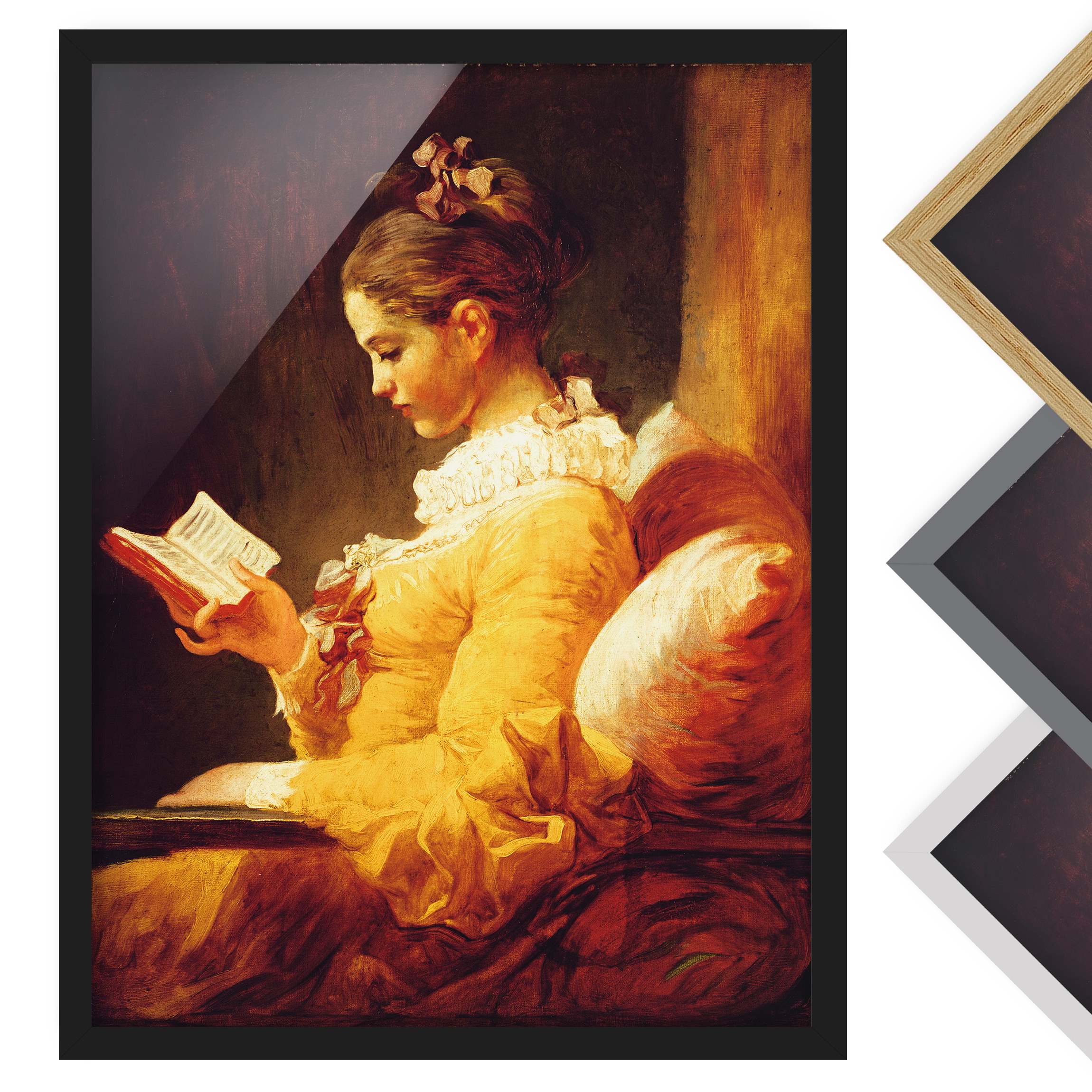 Bild mit Rahmen - Hochformat Jean Honoré Fragonard - Lesendes Mädchen