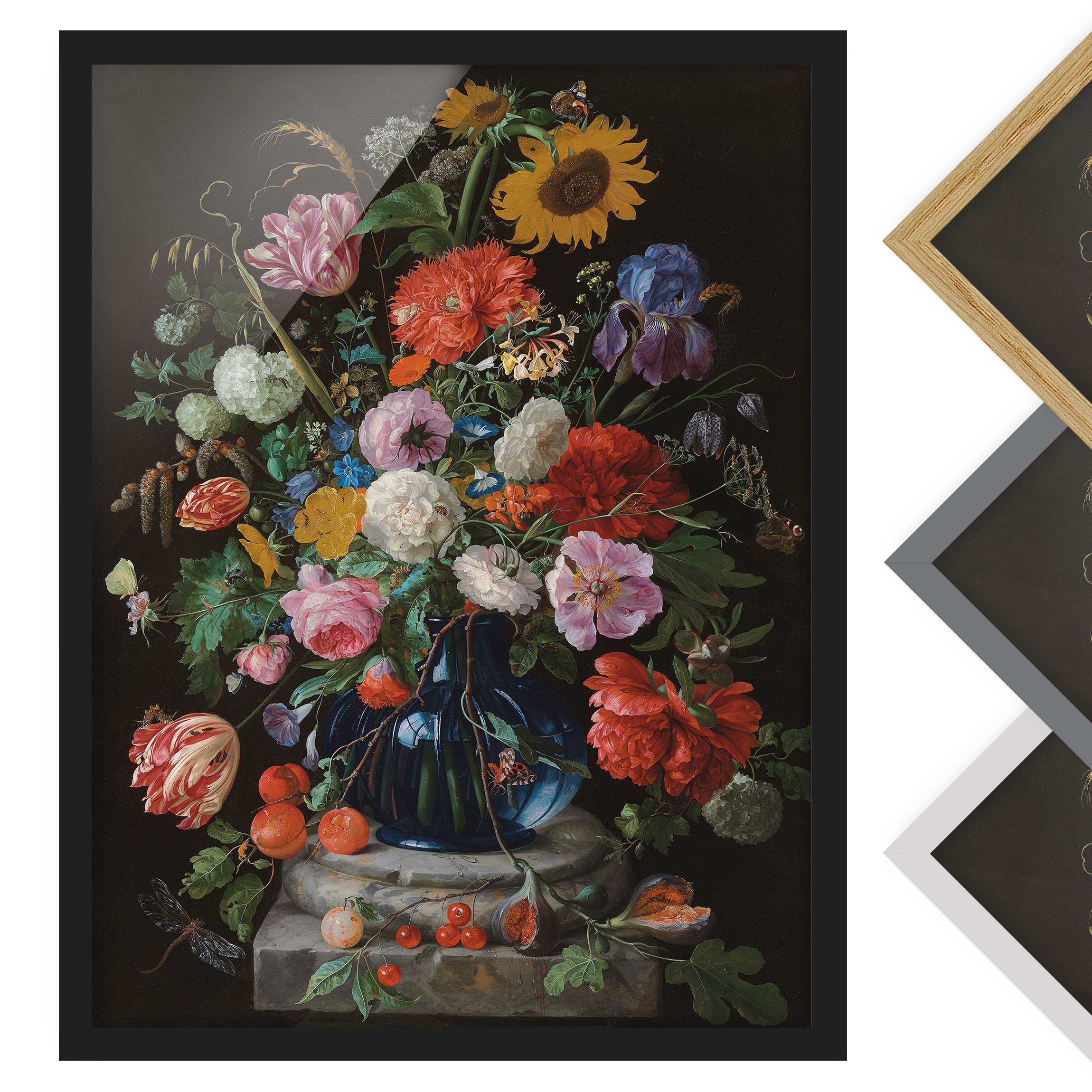 Bild mit Rahmen - Hochformat Jan Davidsz de Heem - Glasvase mit Blumen
