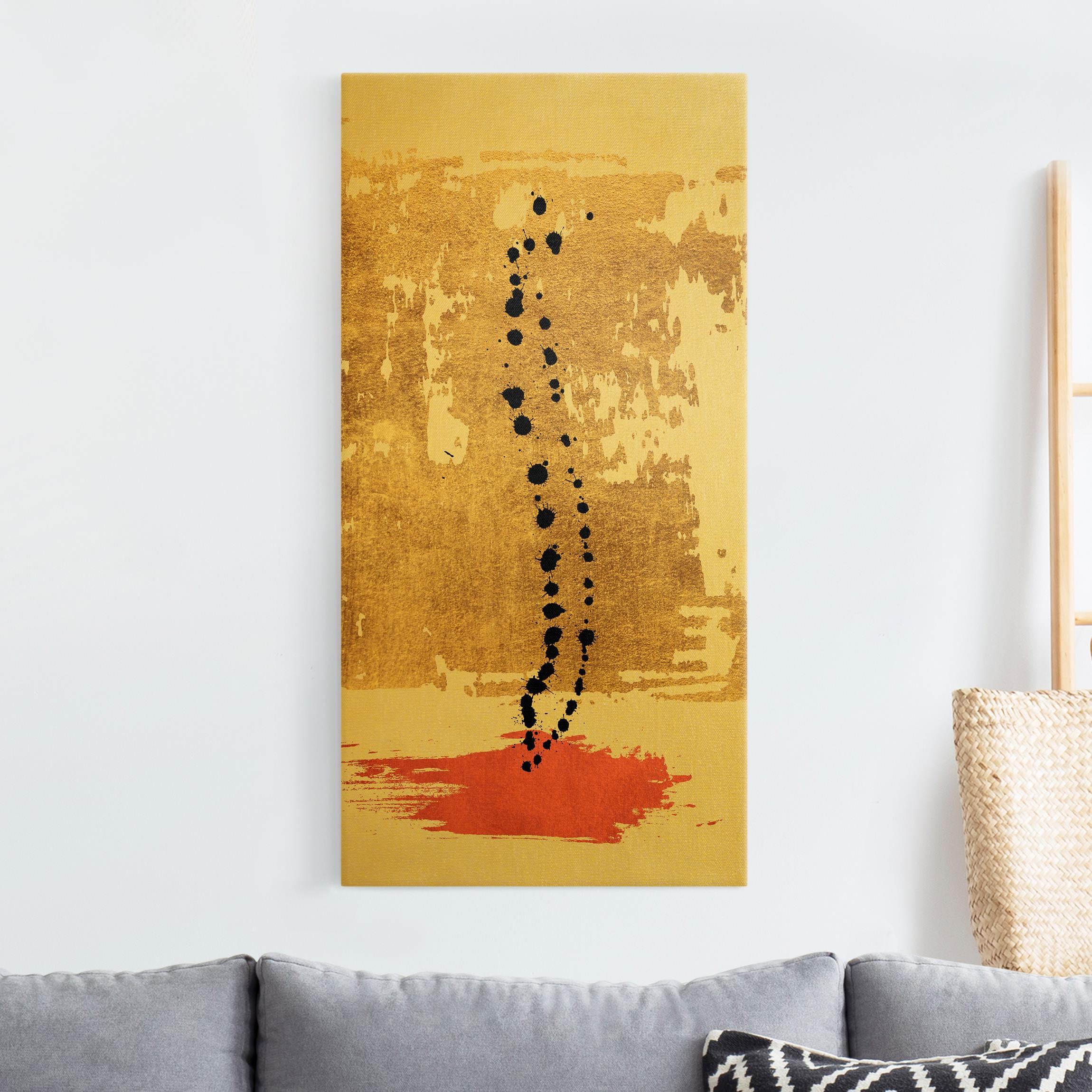 Leinwandbild Gold Abstrakte Formen - Gold und Rosa