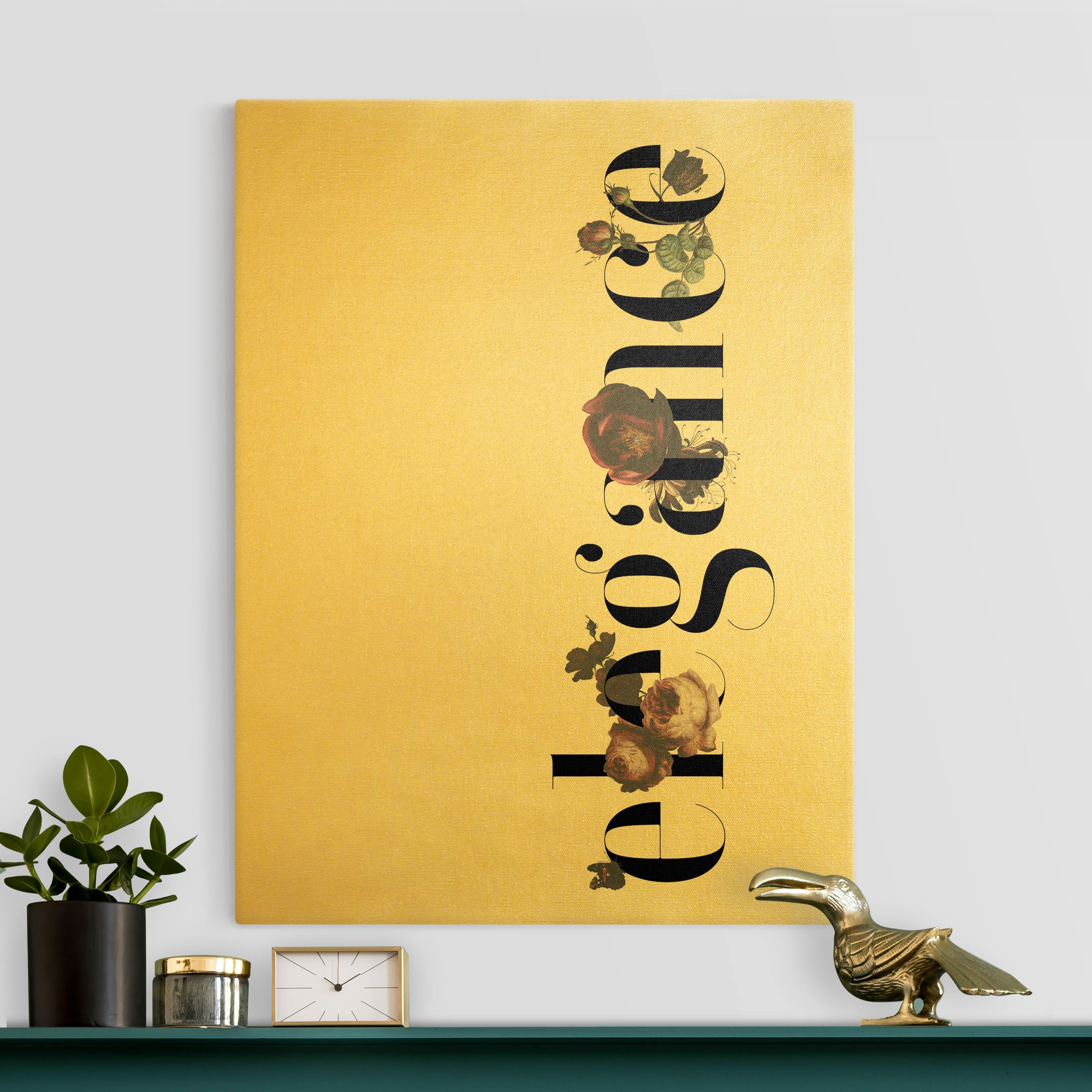Leinwandbild Gold Elegance - Blumen
