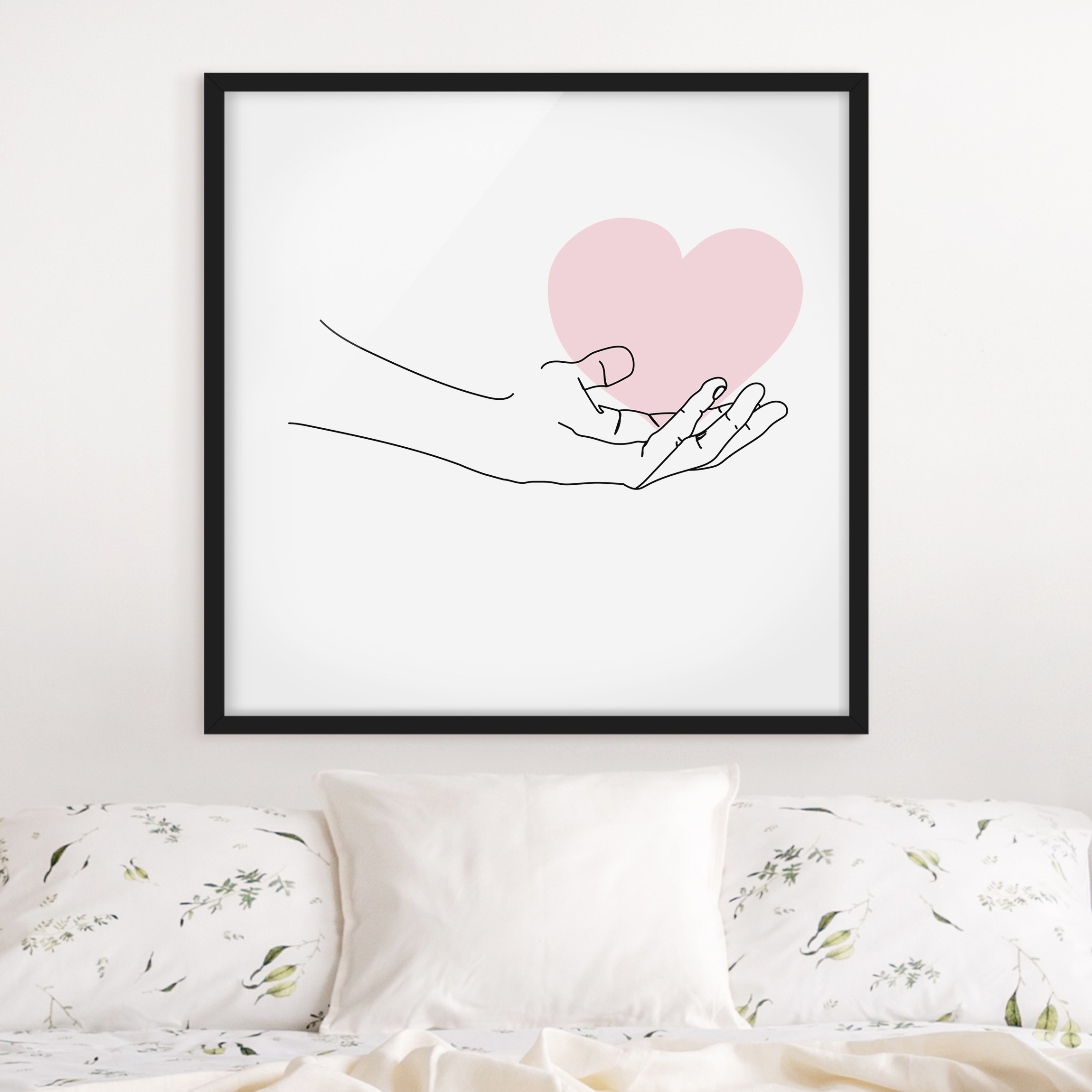 Bild mit Rahmen Hand mit Herz Line Art
