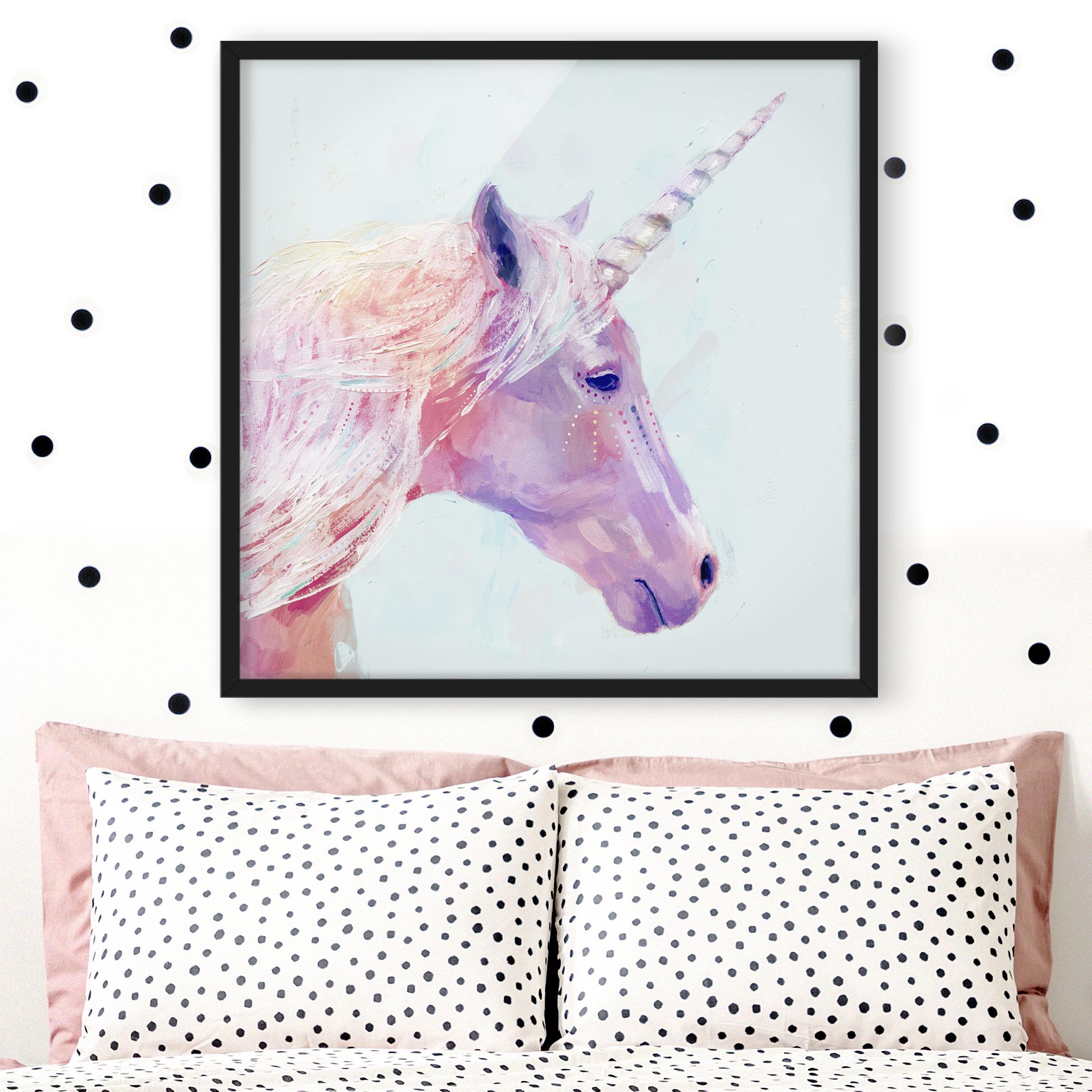 Bild mit Rahmen - Quadrat Mystisches Einhorn I