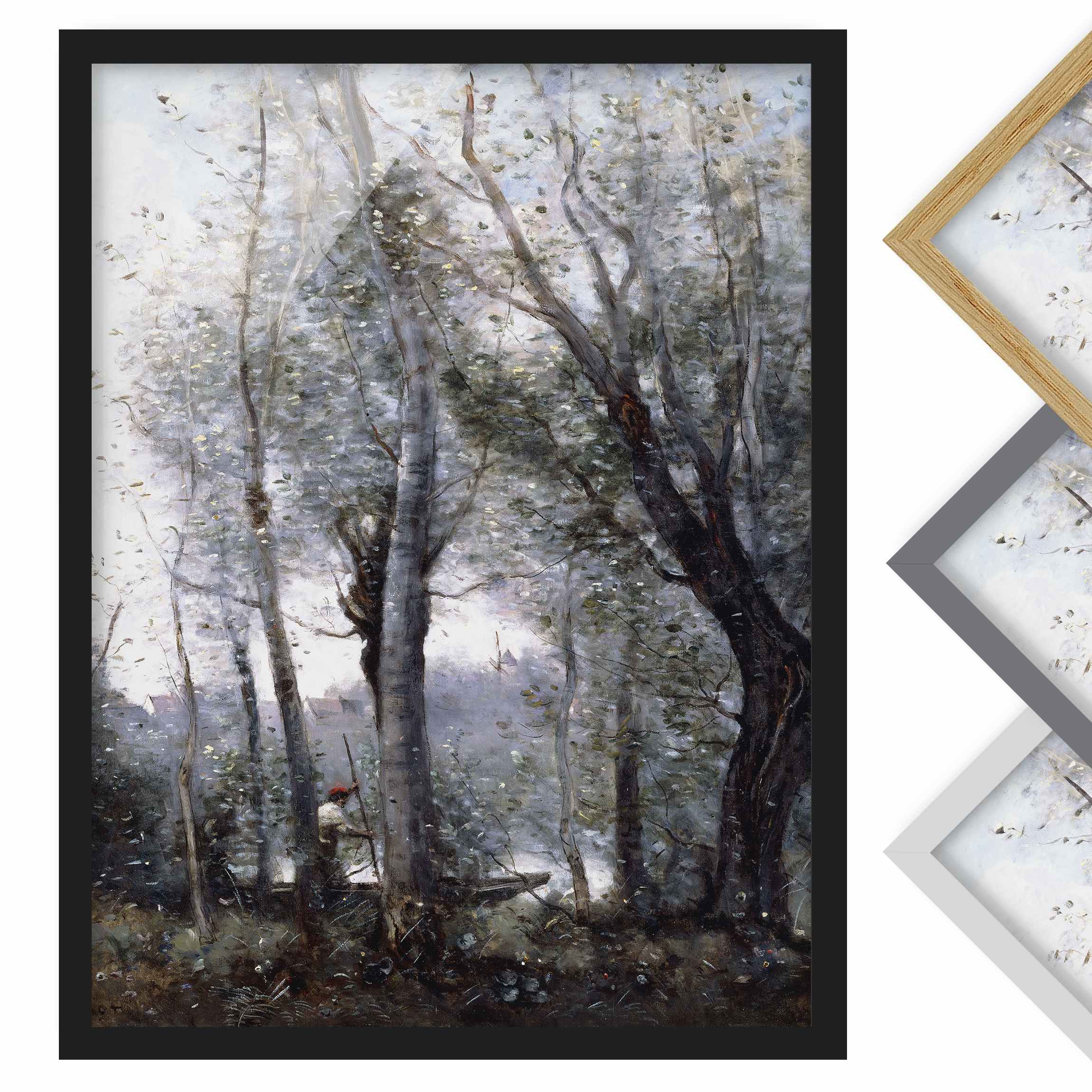 Bild mit Rahmen - Hochformat Jean-Baptiste Camille Corot - Ein Flussschiffer