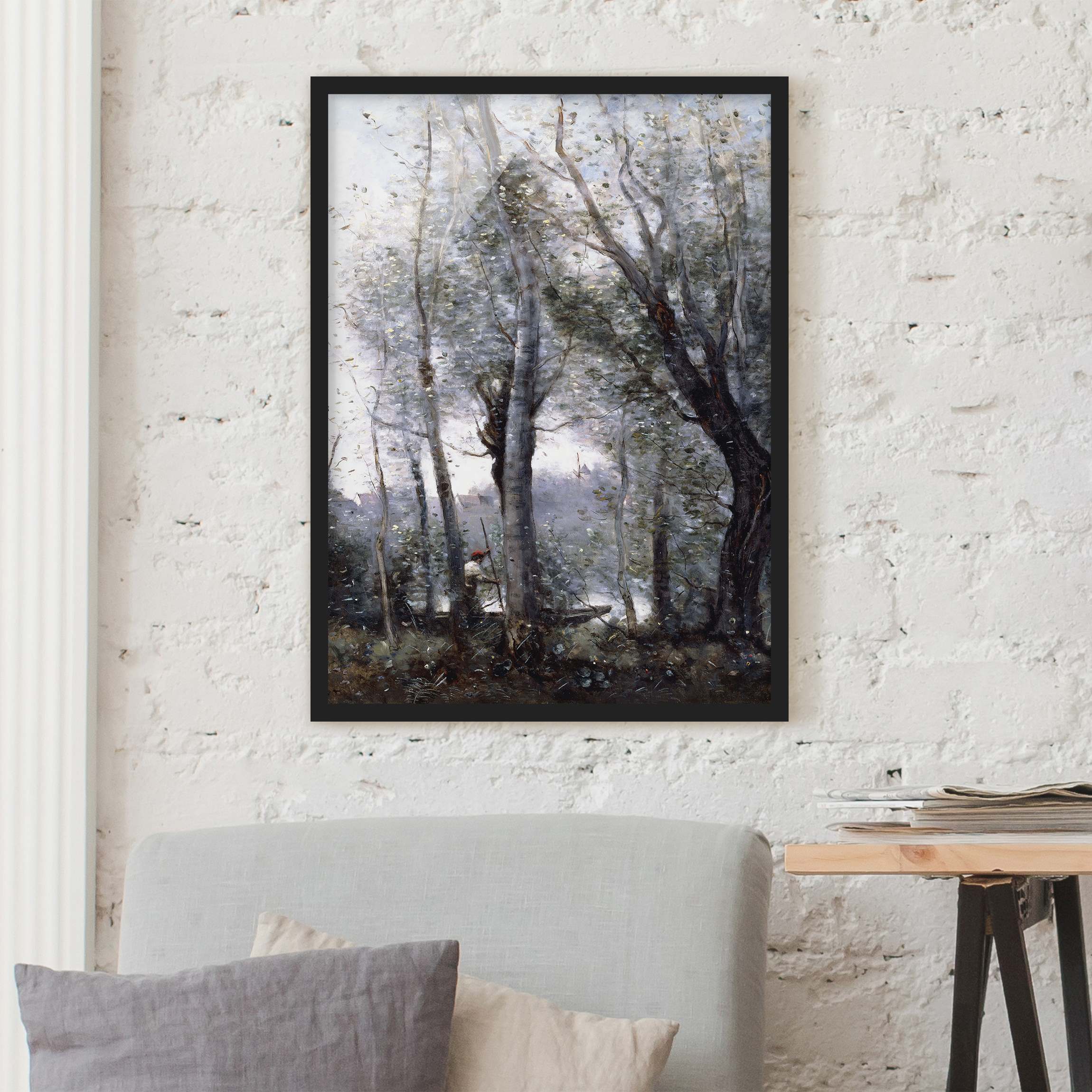 Bild mit Rahmen - Hochformat Jean-Baptiste Camille Corot - Ein Flussschiffer