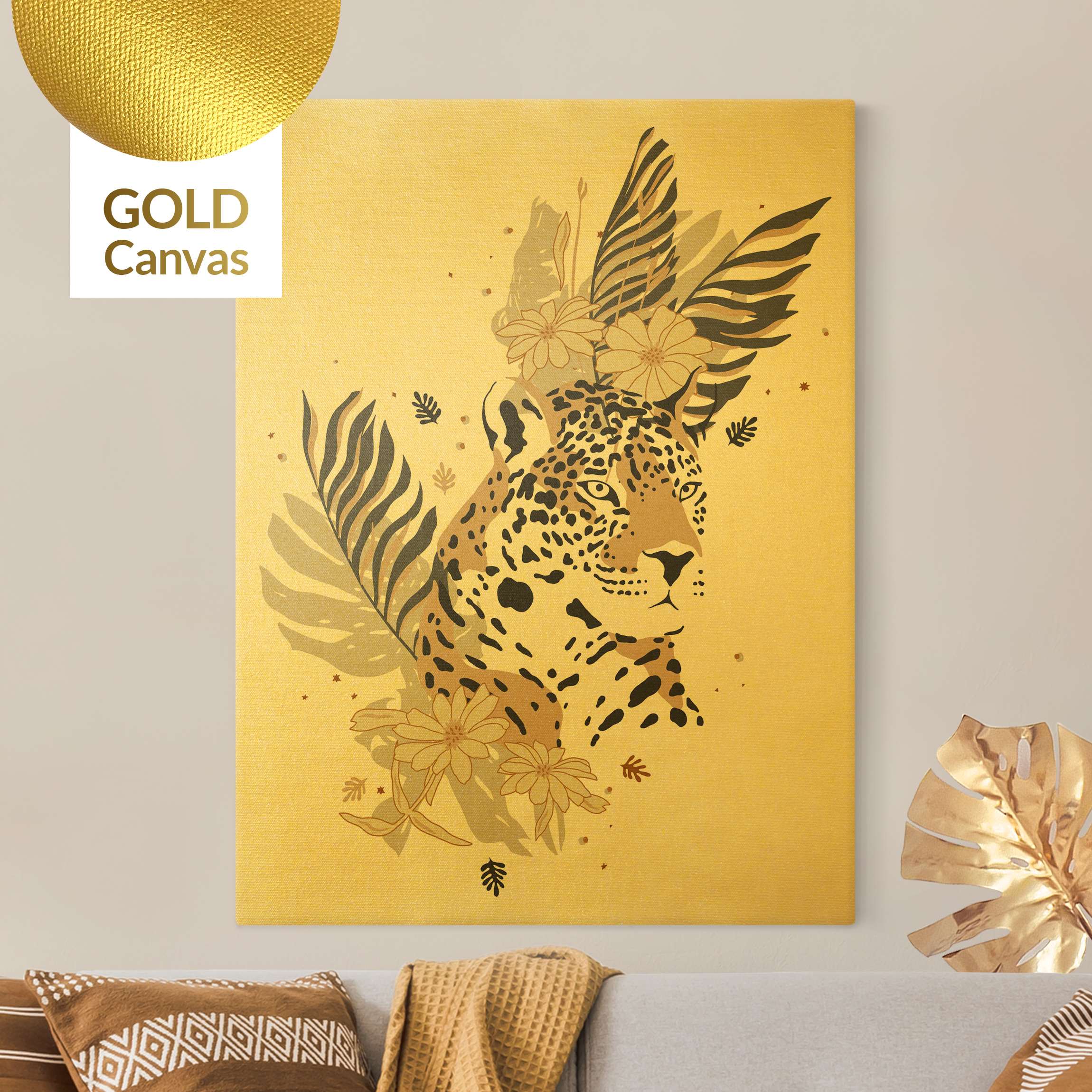 Leinwandbild Gold Safari Tiere - Portrait Leopard