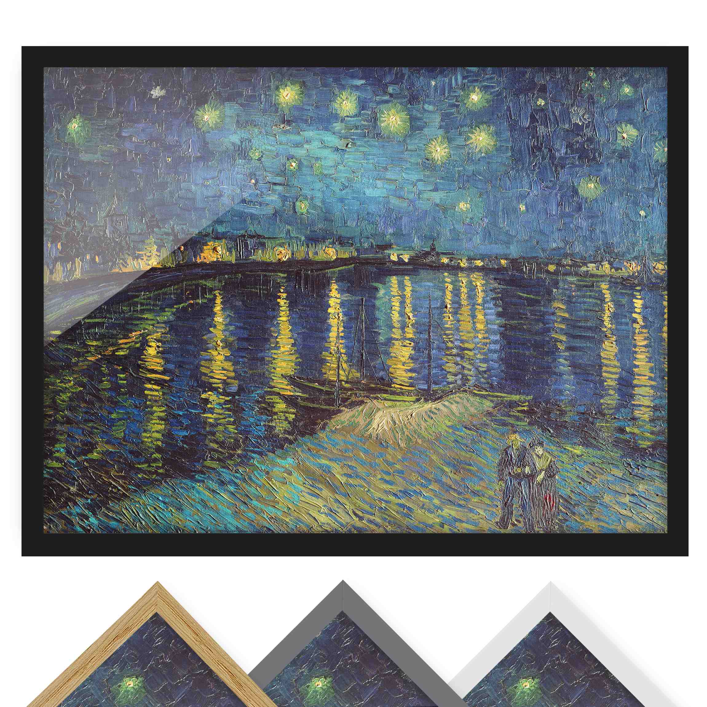 Bild mit Rahmen - Querformat Vincent van Gogh - Sternennacht über der Rhône