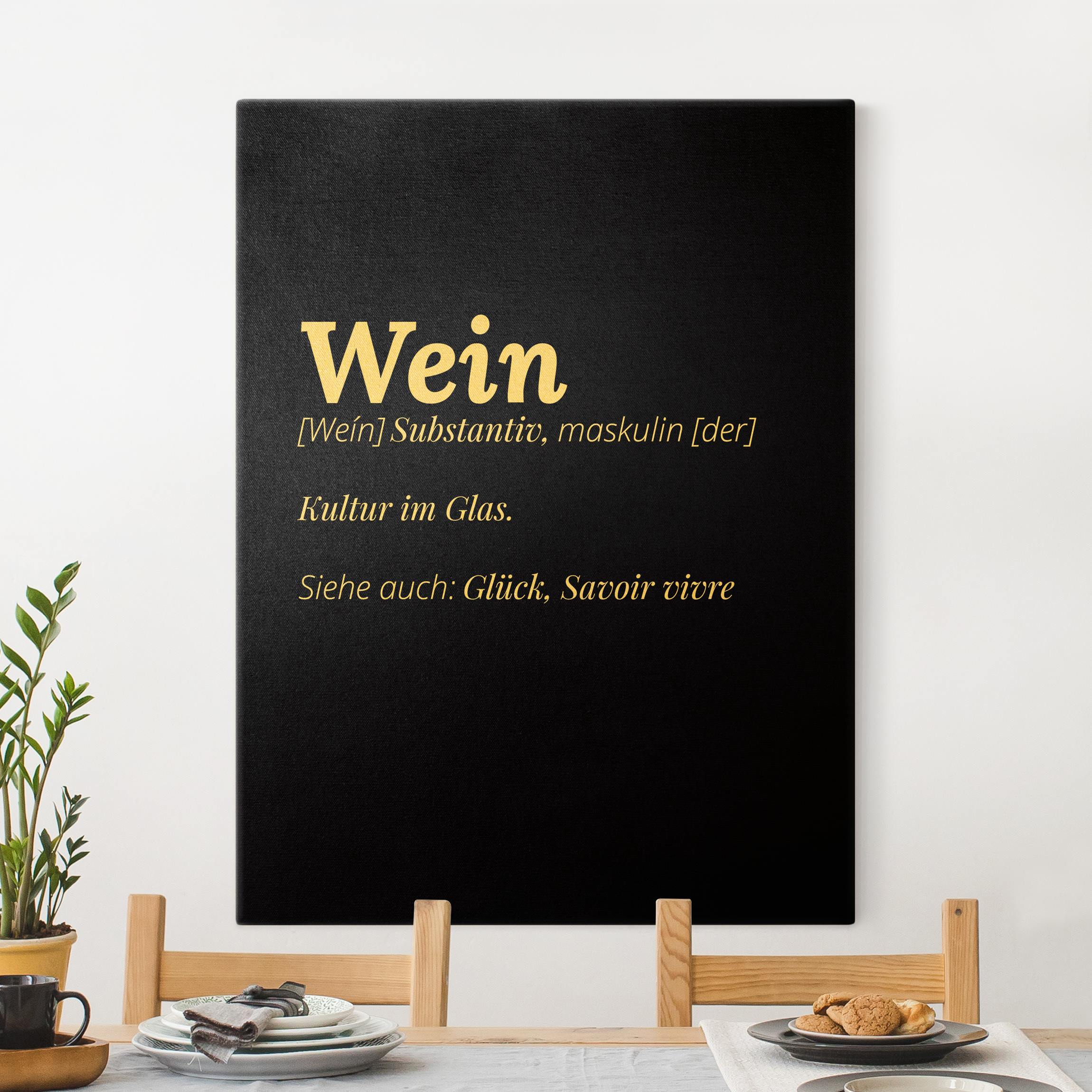 Leinwandbild Gold Die Definition von Wein Schwarz
