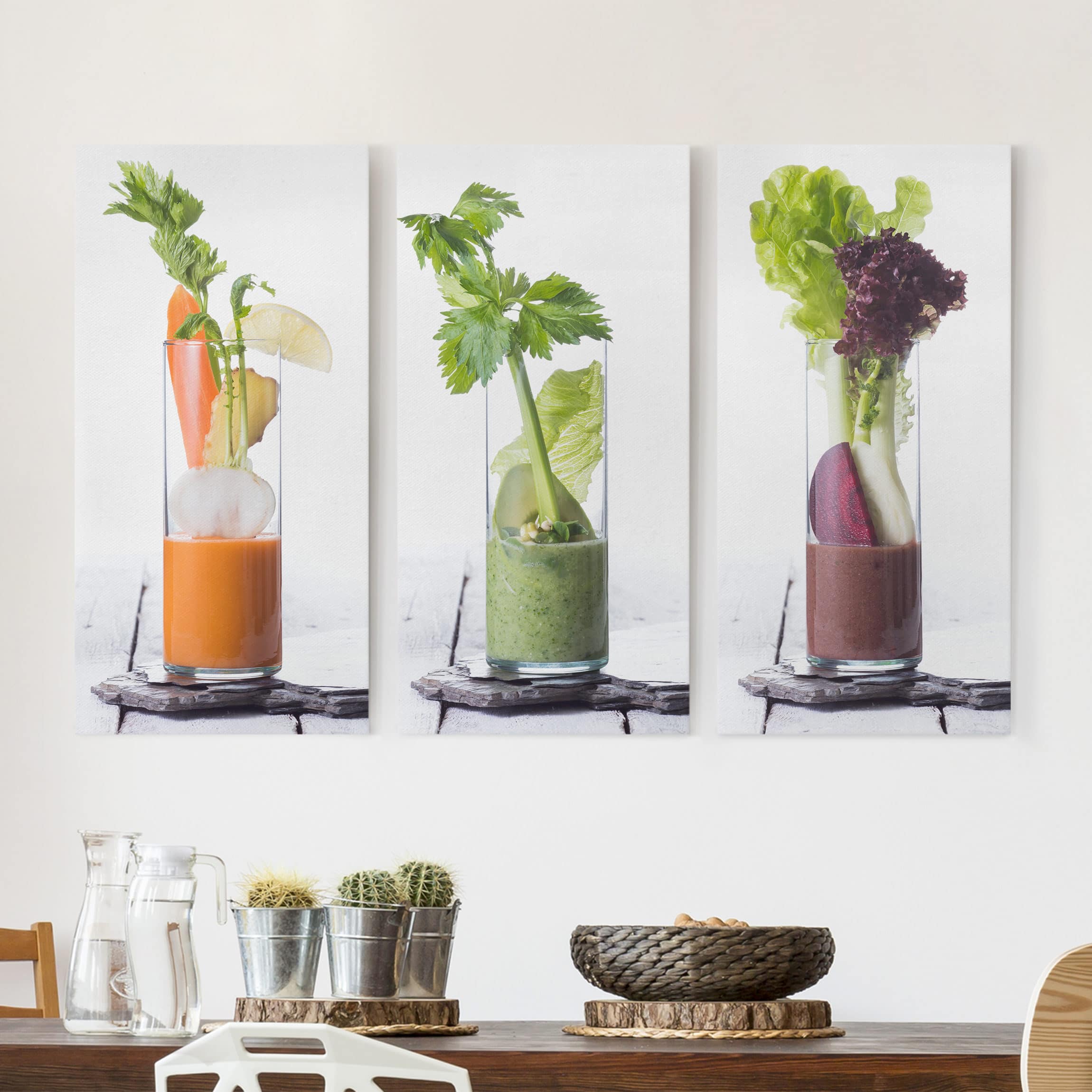 3-teiliges Leinwandbild Küche Gemüsesmoothie
