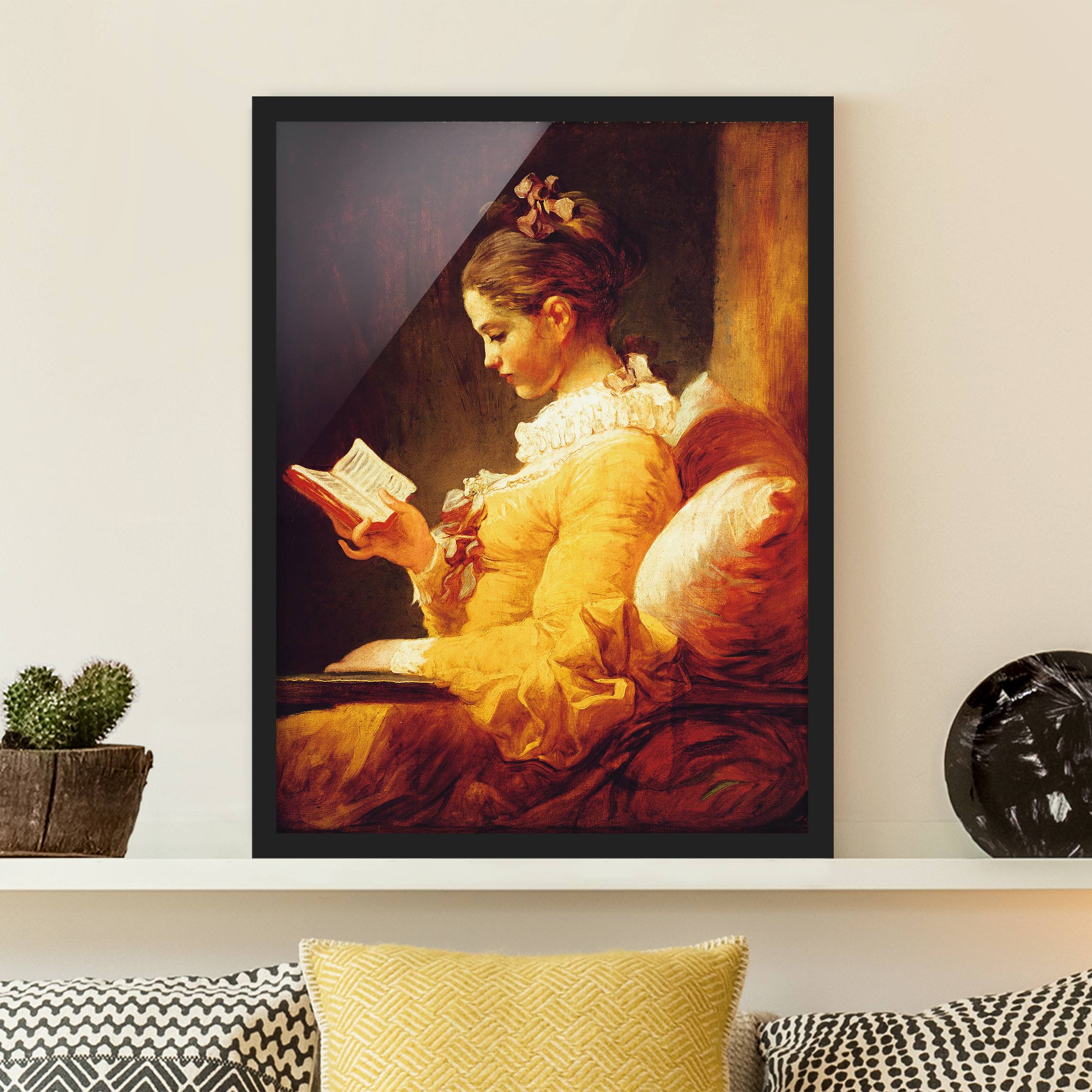 Bild mit Rahmen - Hochformat Jean Honoré Fragonard - Lesendes Mädchen