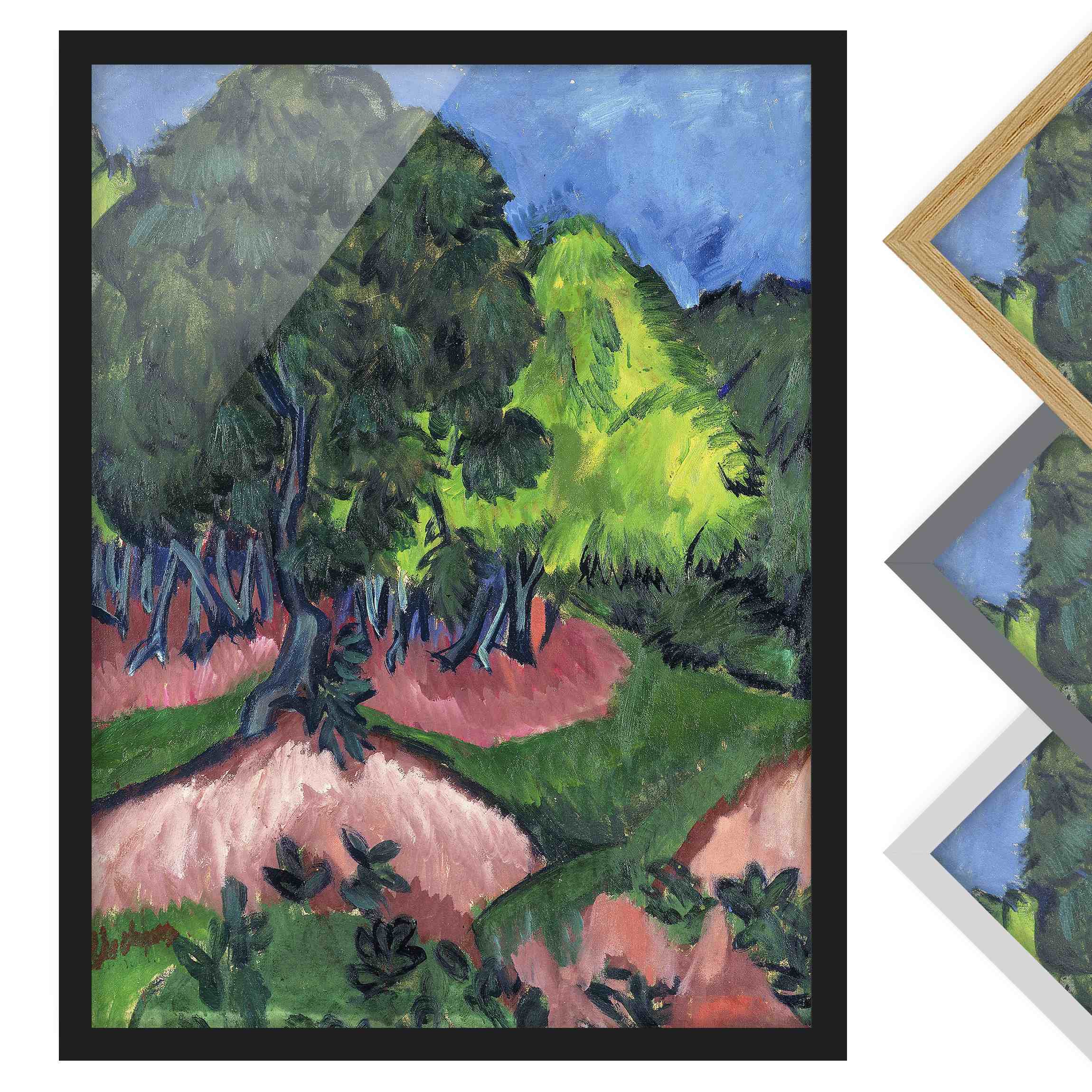 Bild mit Rahmen - Hochformat Ernst Ludwig Kirchner - Landschaft mit Kastanienbaum
