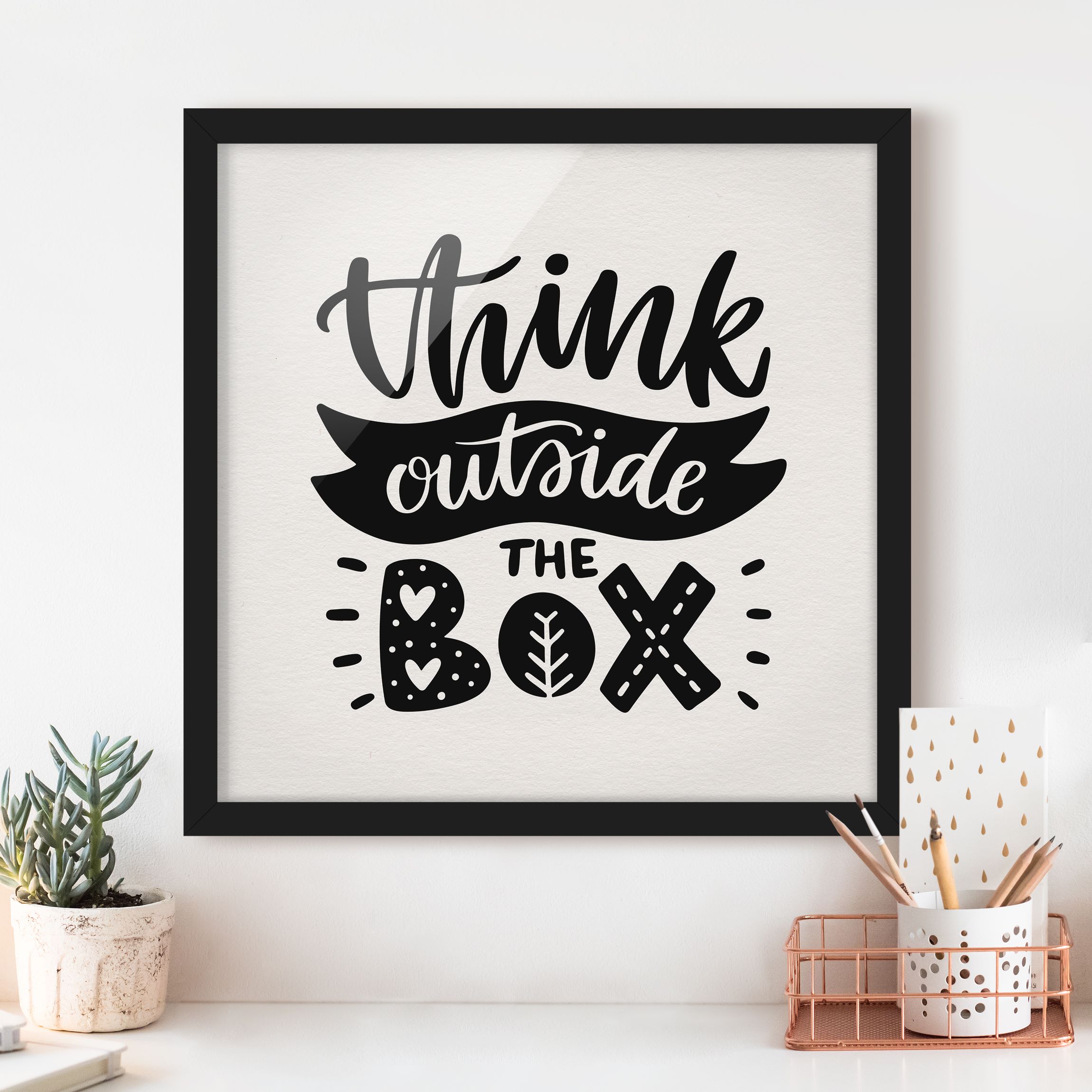 Bild mit Rahmen - Quadrat Think outside the box
