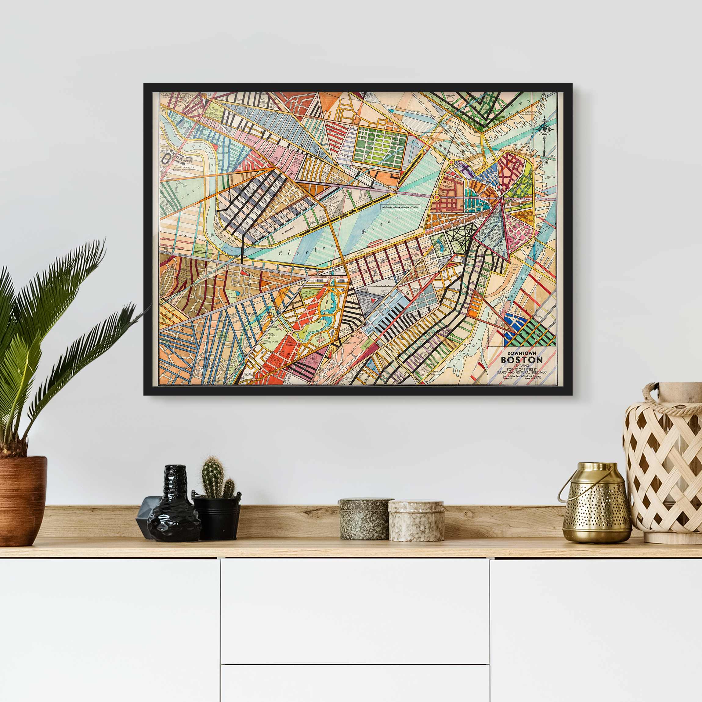 Landkarte Bild mit Rahmen Moderne Karte von Boston