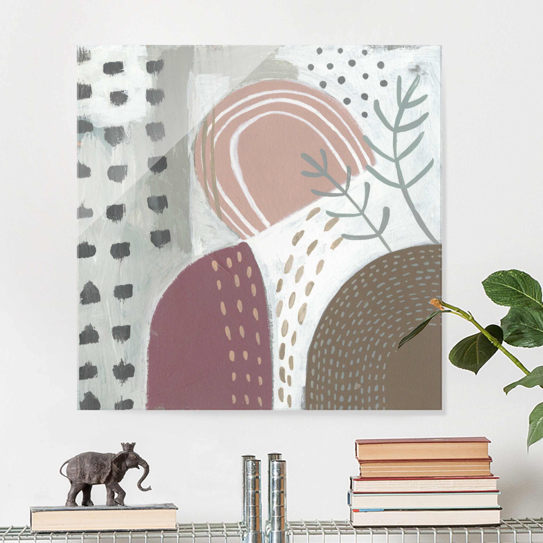 Glasbild - Quadrat Karneval der Formen in Beere I