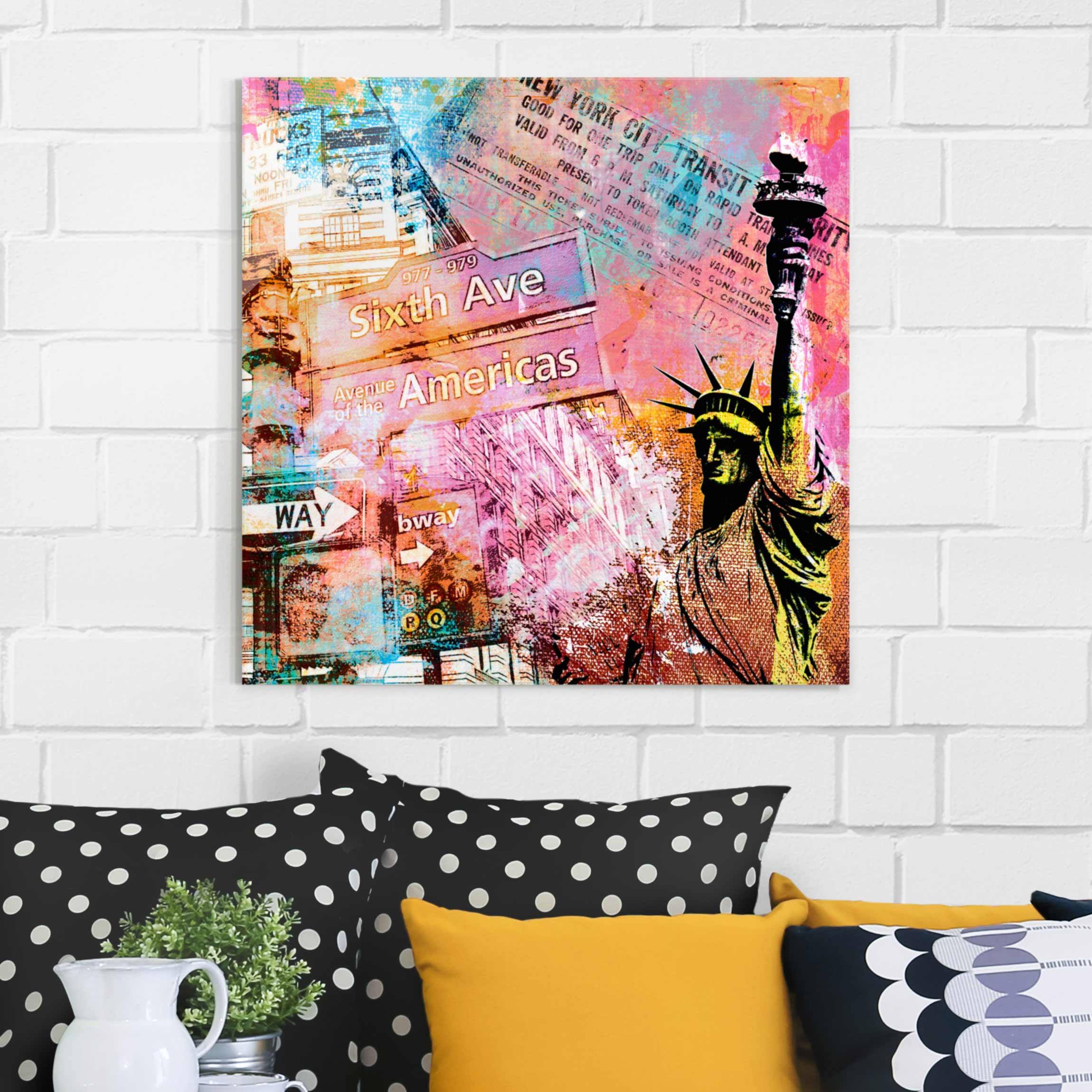 Glasbild Sixth Avenue New York Collage