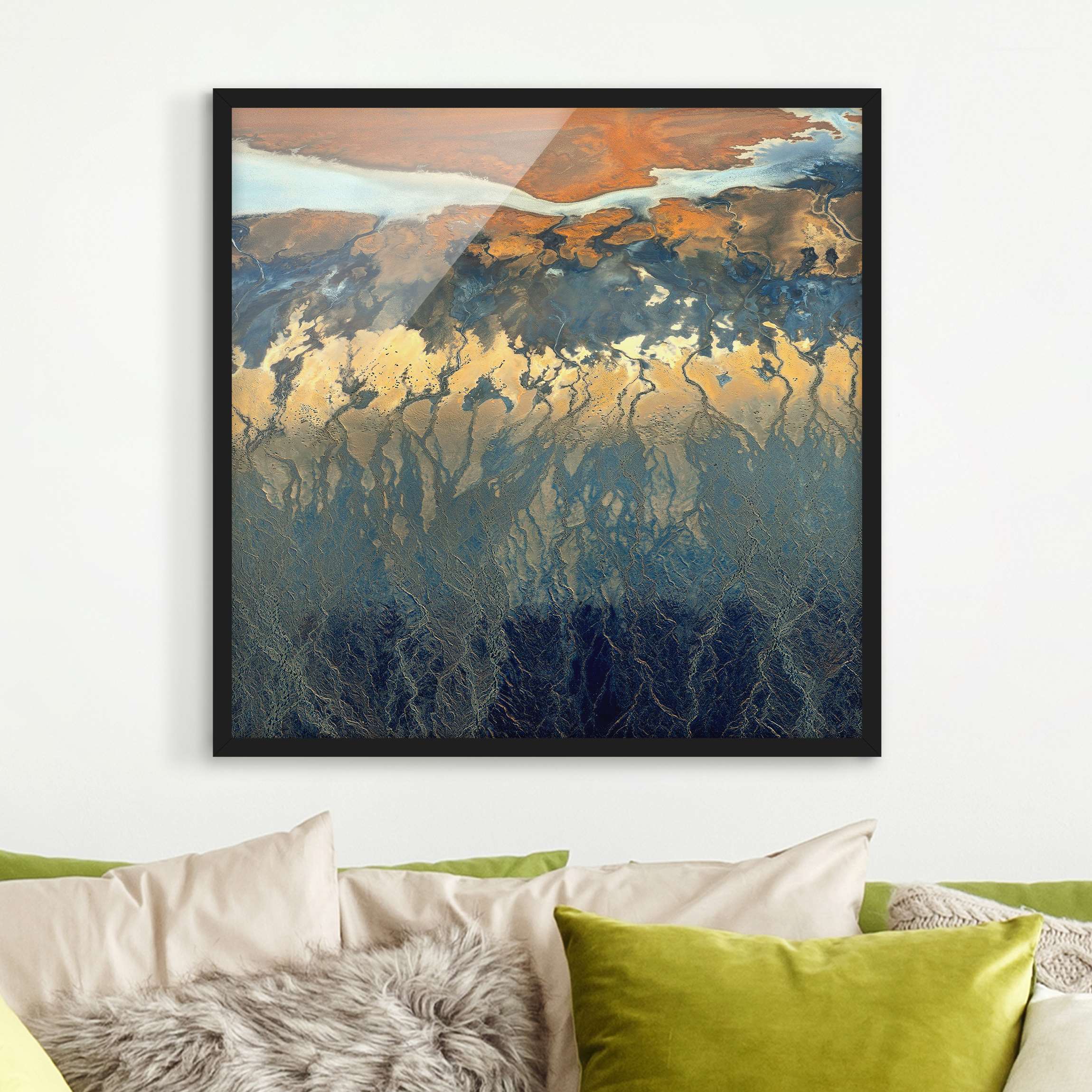 Bild mit Rahmen - Quadrat Kalifornien aus der Luft