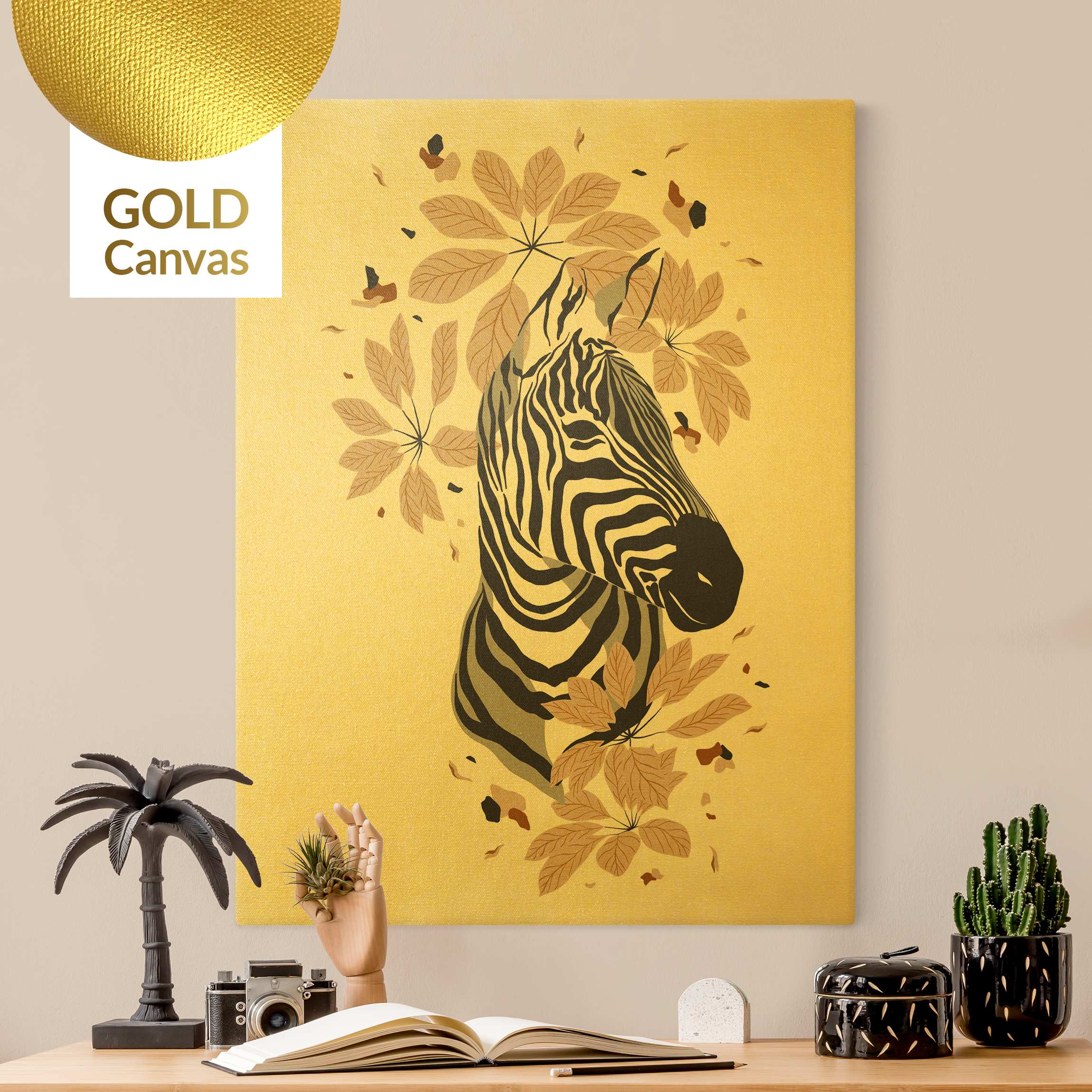 Leinwandbild Gold Safari Tiere - Portrait Zebra