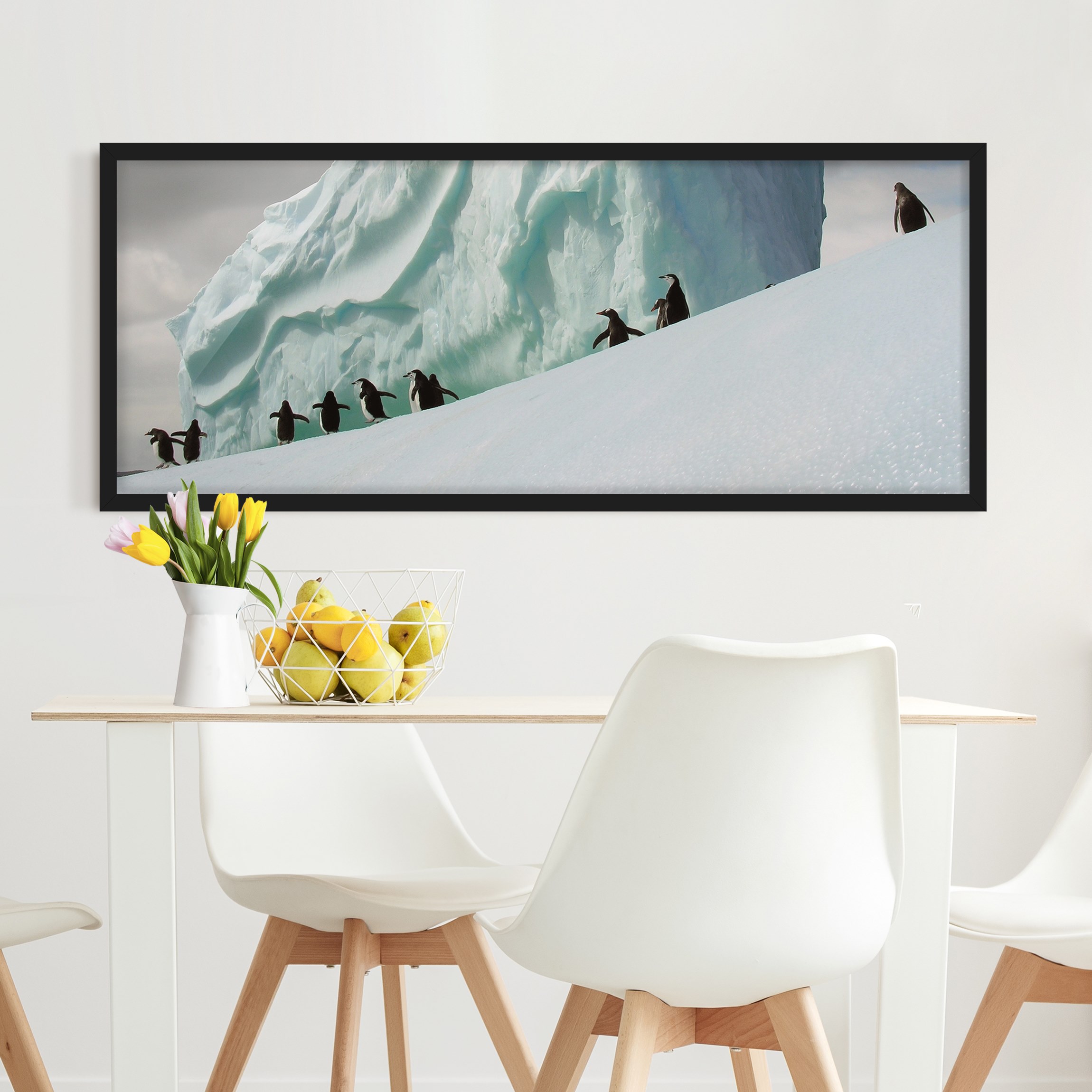 Bild mit Rahmen - Panorama Arctic Penguins