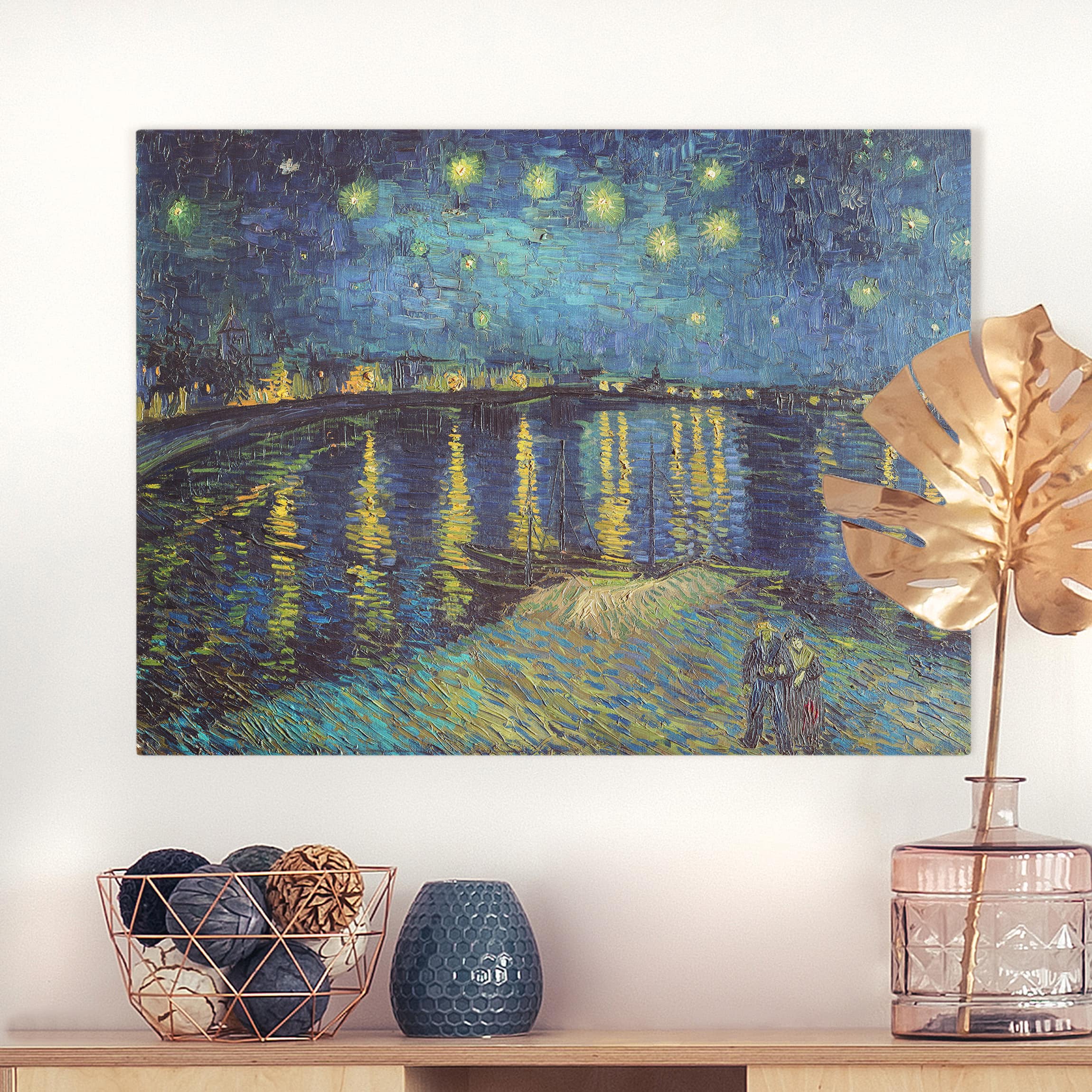 Leinwandbild - Querformat Vincent van Gogh - Sternennacht über der Rhône