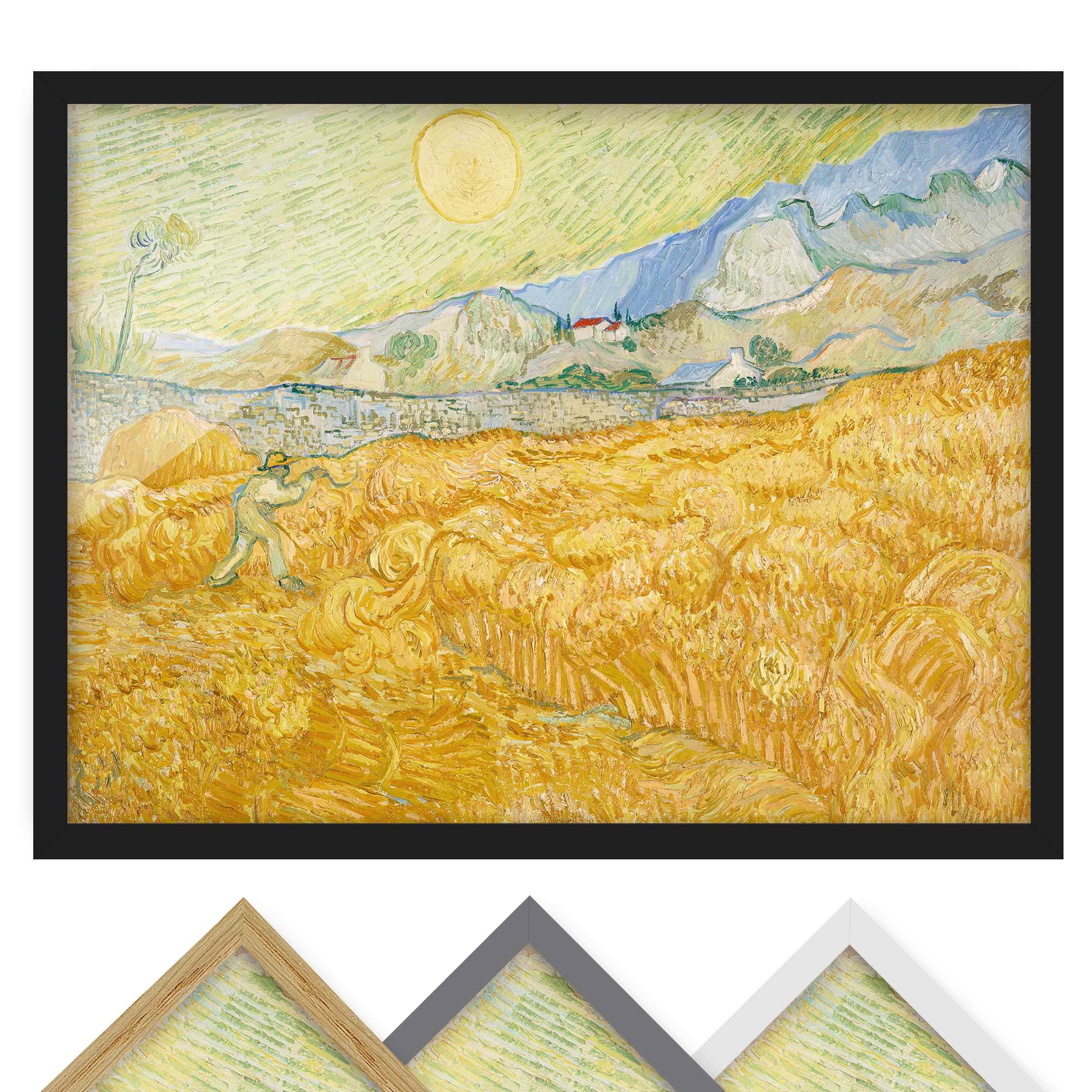 Bild mit Rahmen - Querformat Vincent van Gogh - Kornfeld mit Schnitter