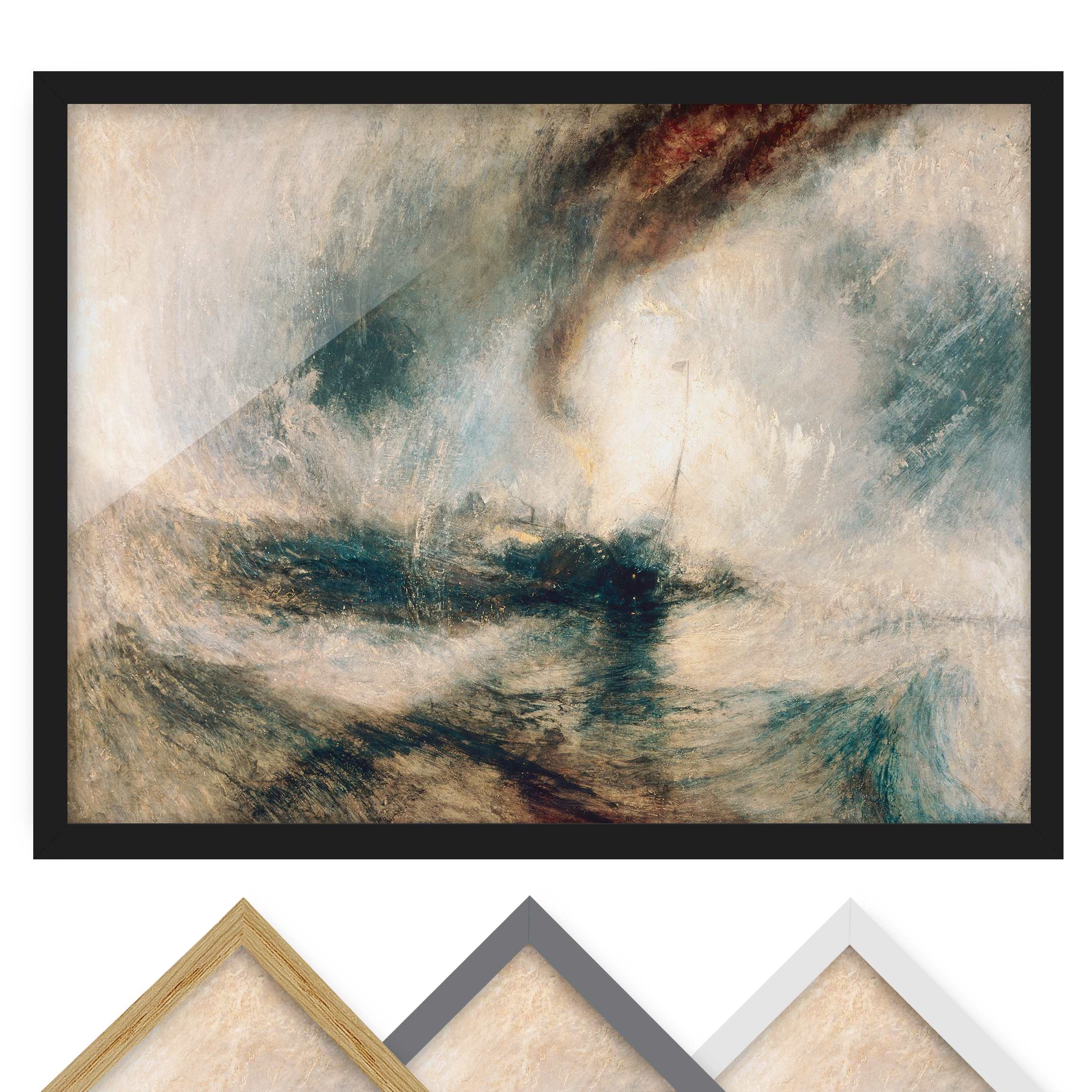 Bild mit Rahmen - Querformat William Turner - Schneesturm über Meer