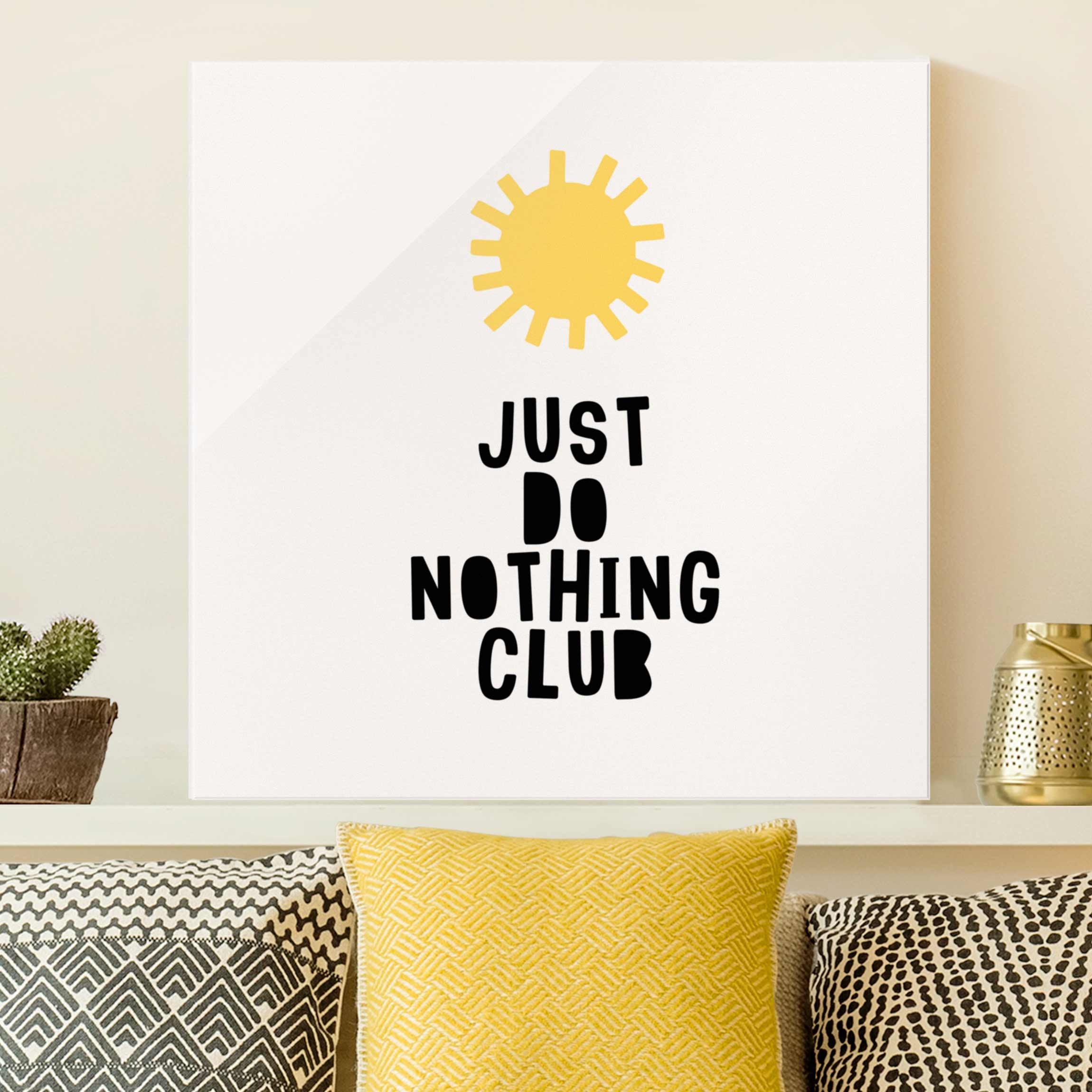 Glasbild Do Nothing Club Gelb