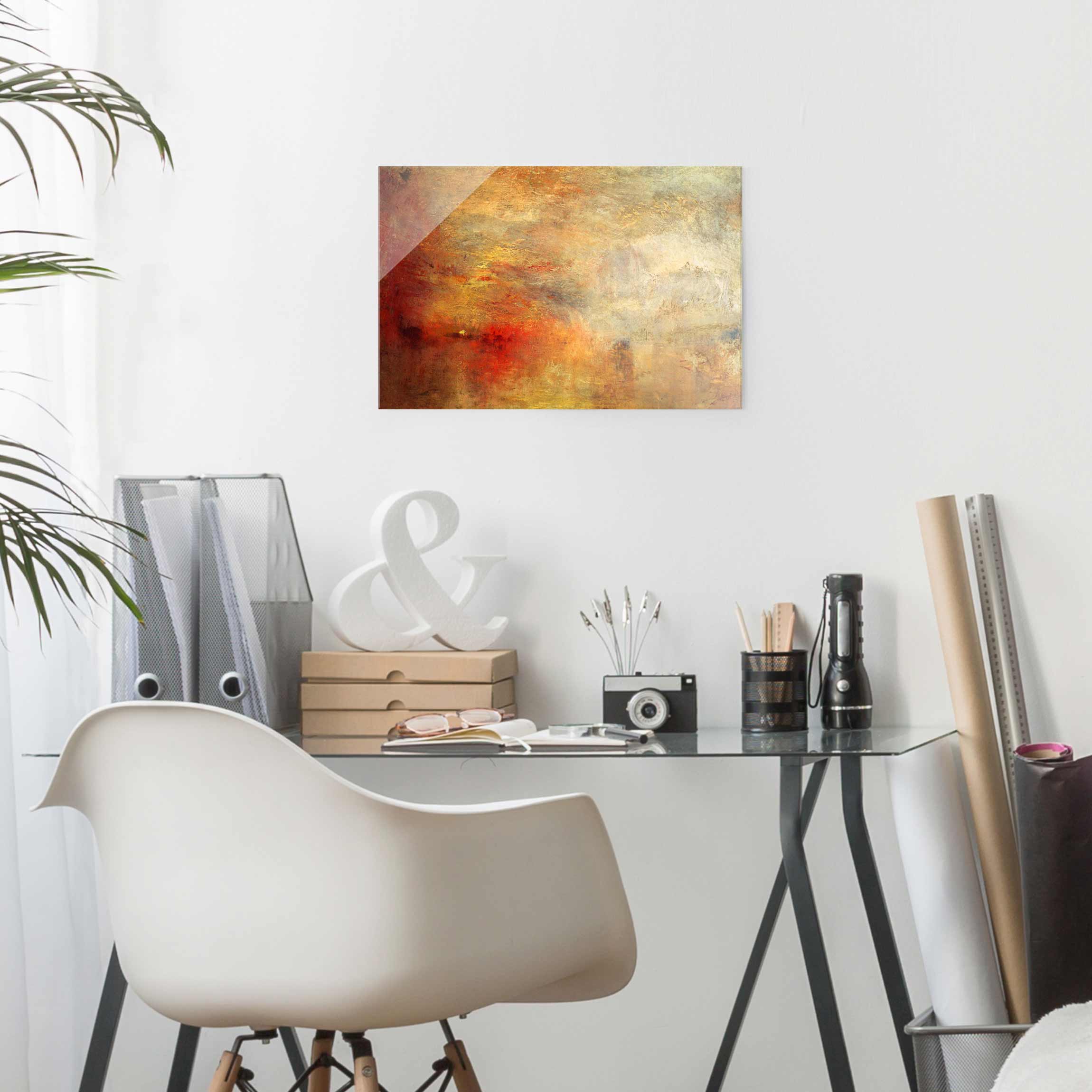 Glasbild - Querformat Joseph Mallord William Turner - Sonnenuntergang über einem See