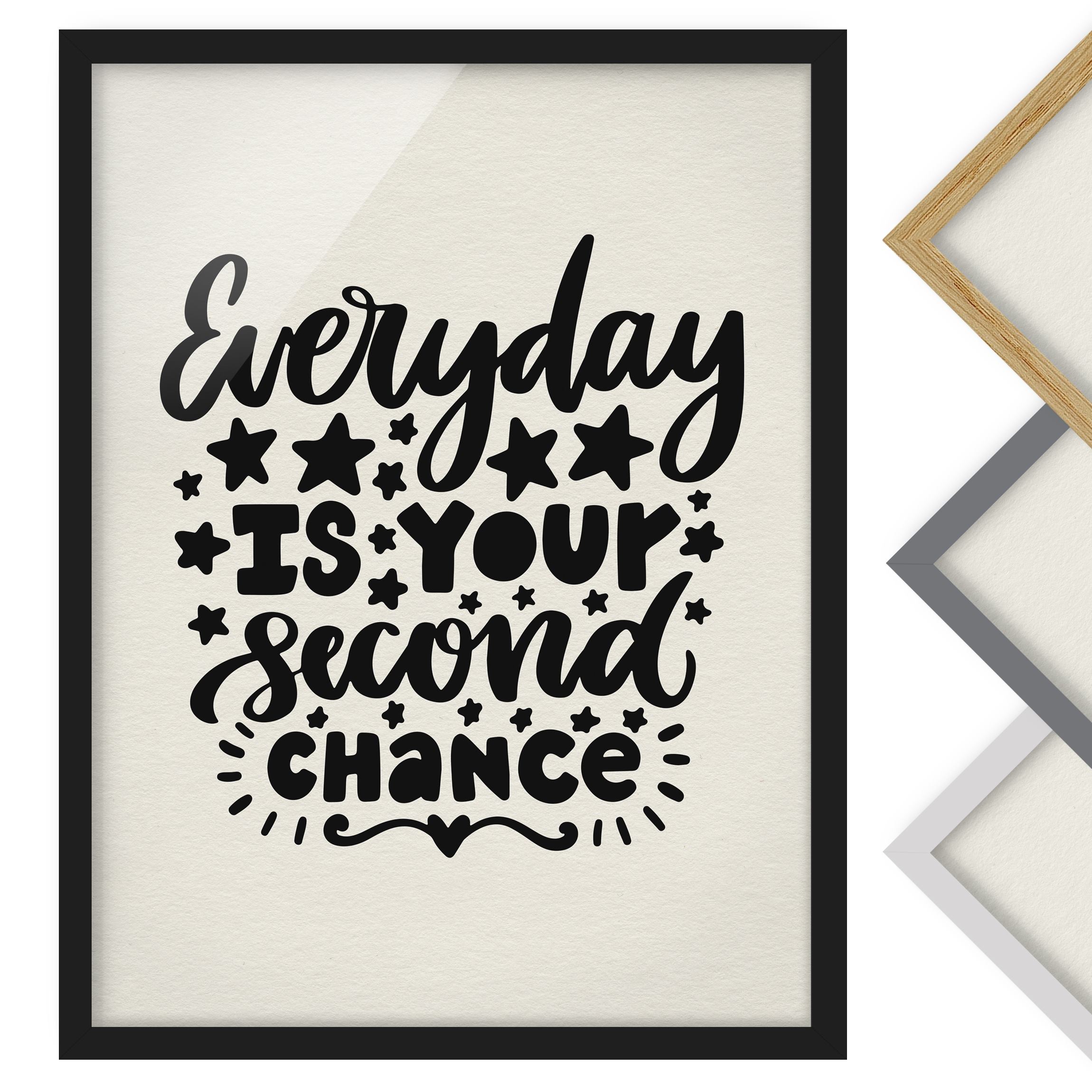 Spruch Bild mit Rahmen Everyday is your second chance