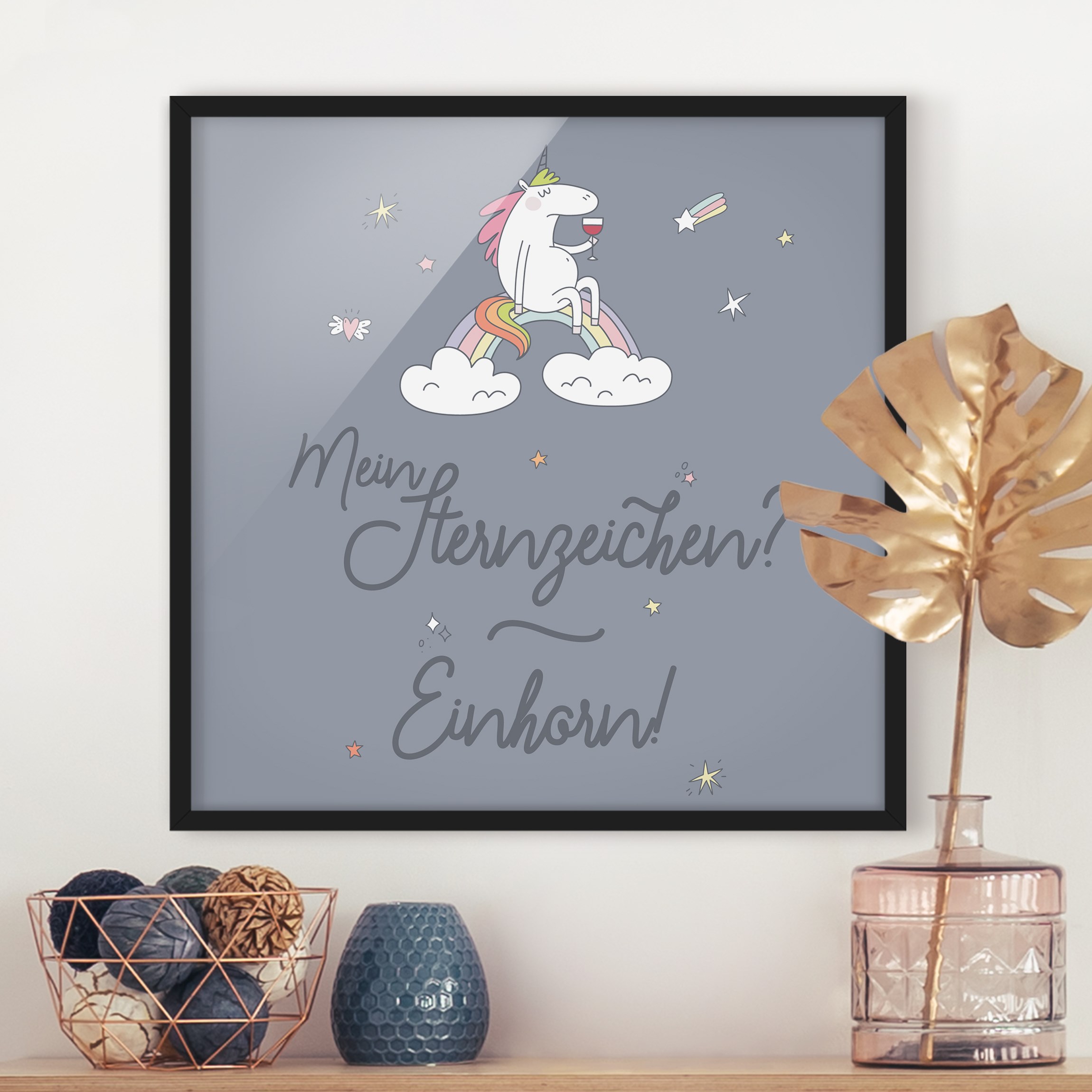Gerahmtes Bild Mein Sternzeichen - Einhorn