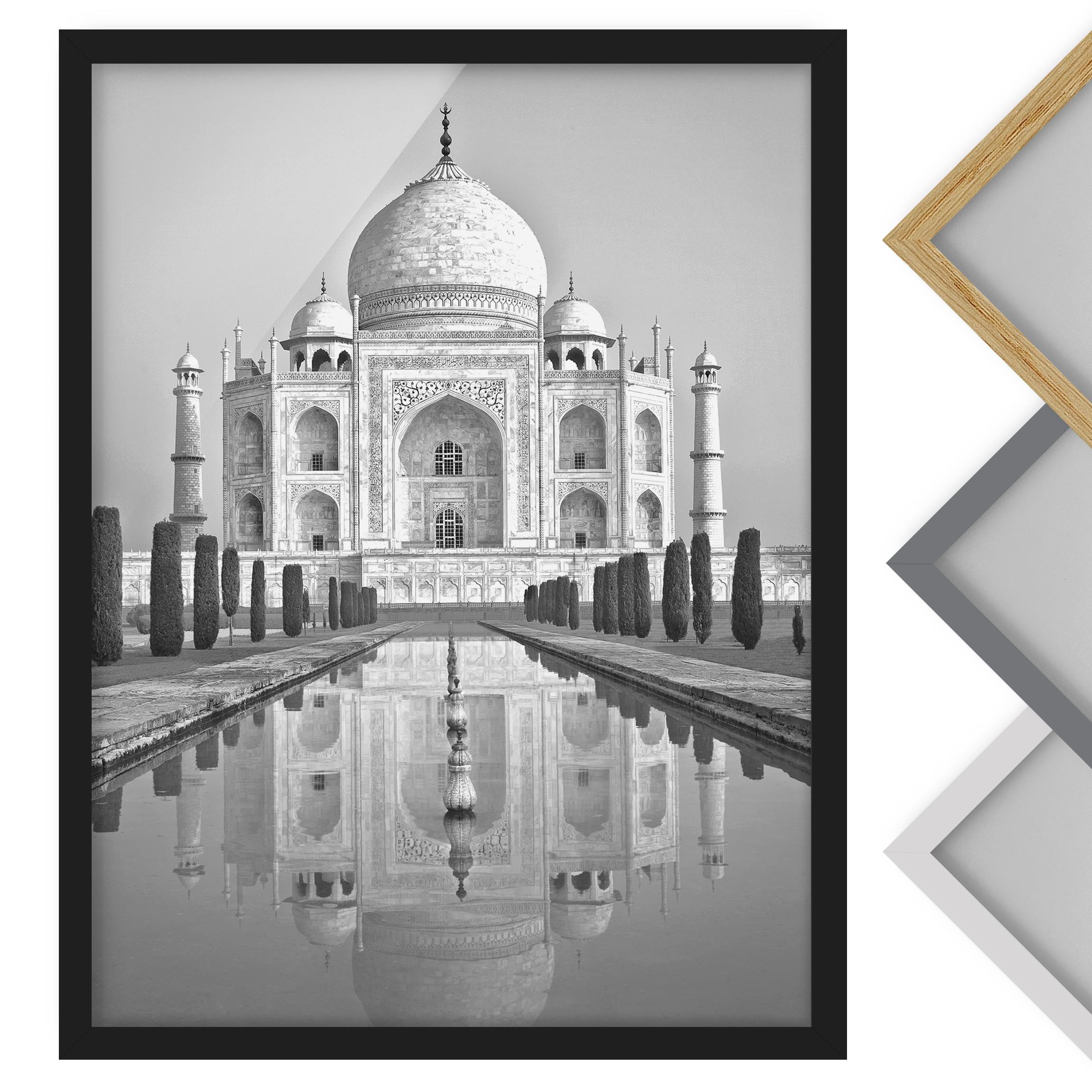 Bild mit Rahmen - Hochformat Taj Mahal mit Garten