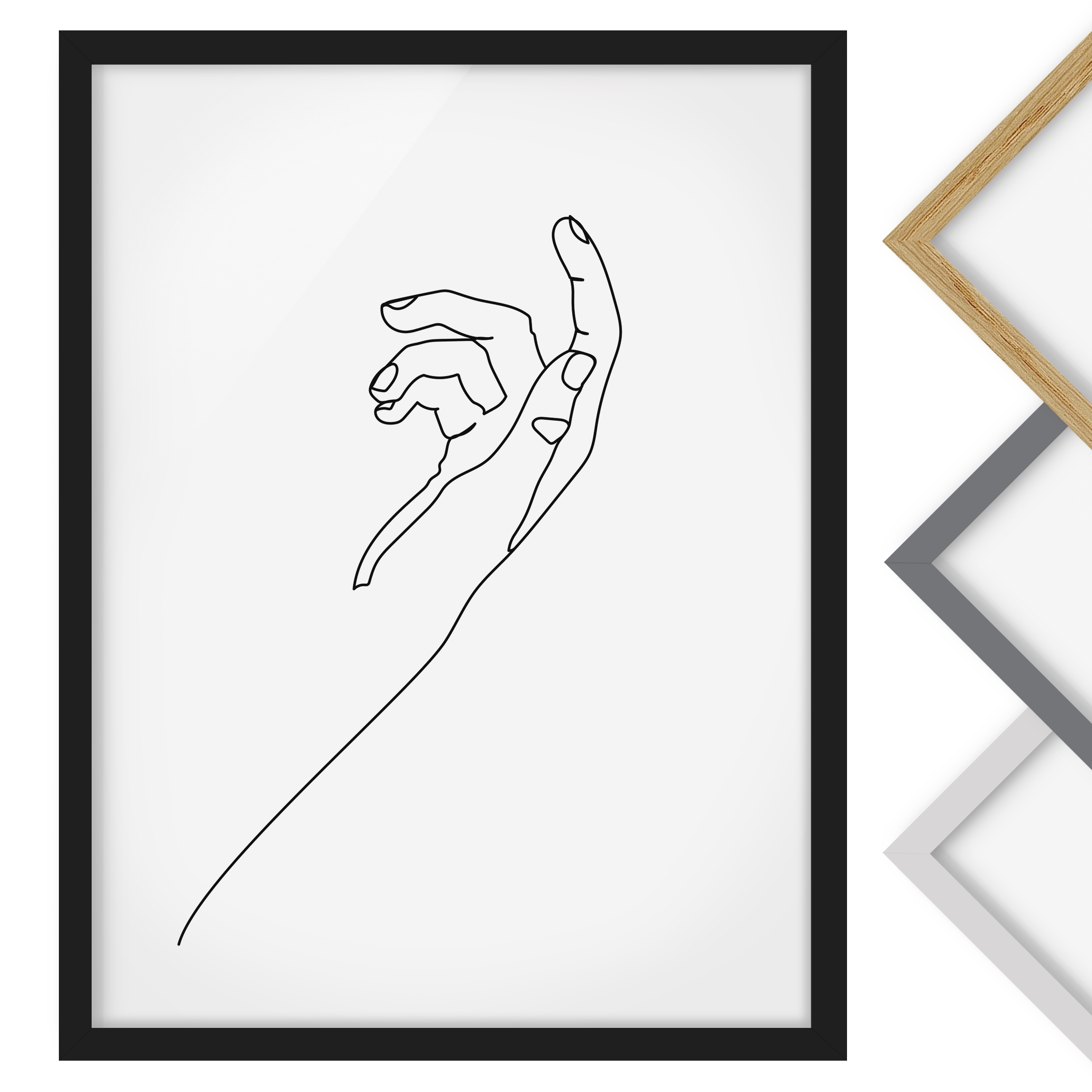 Gerahmtes Bild Fragende Hand Line Art