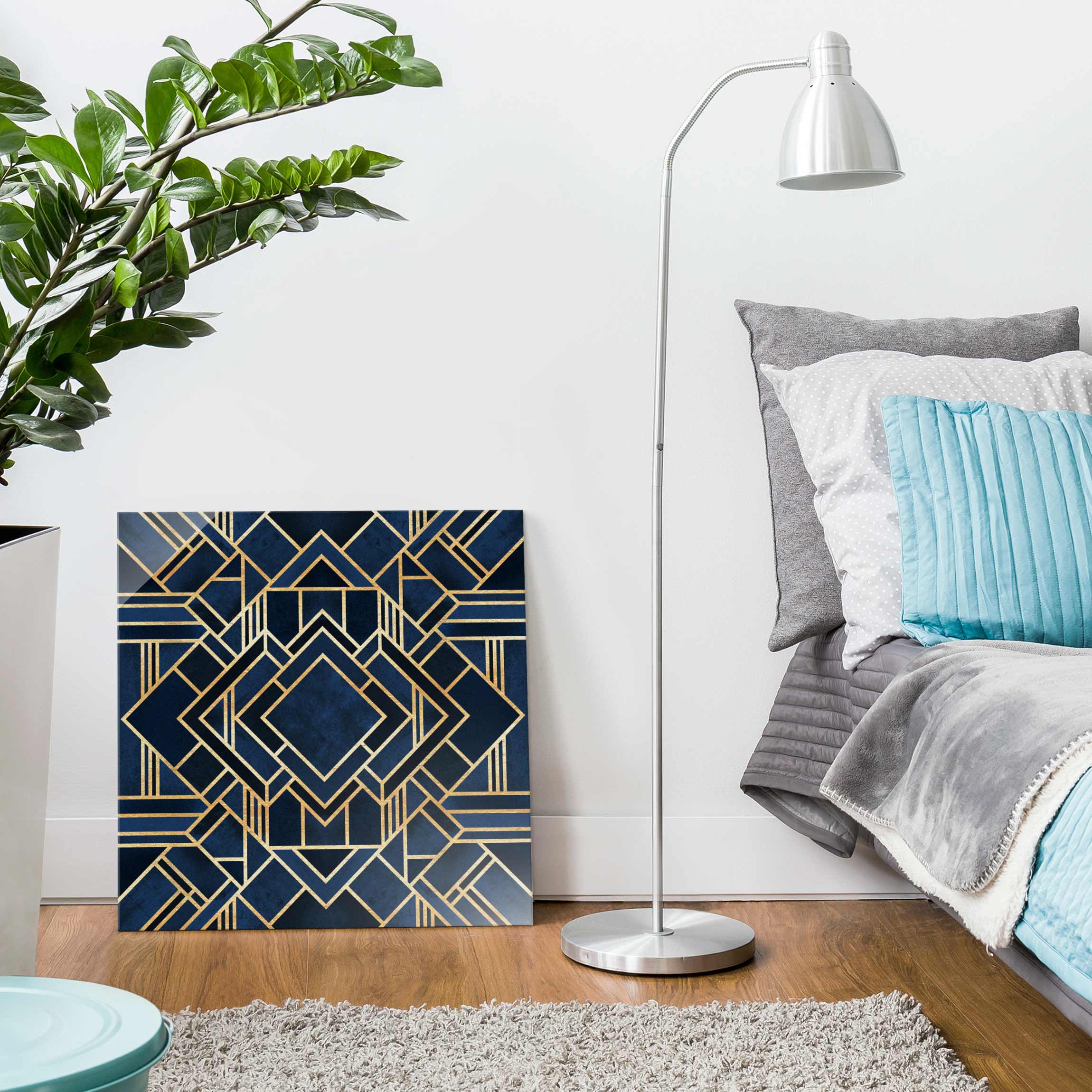 Glasbild - Quadrat Art Deco Gold