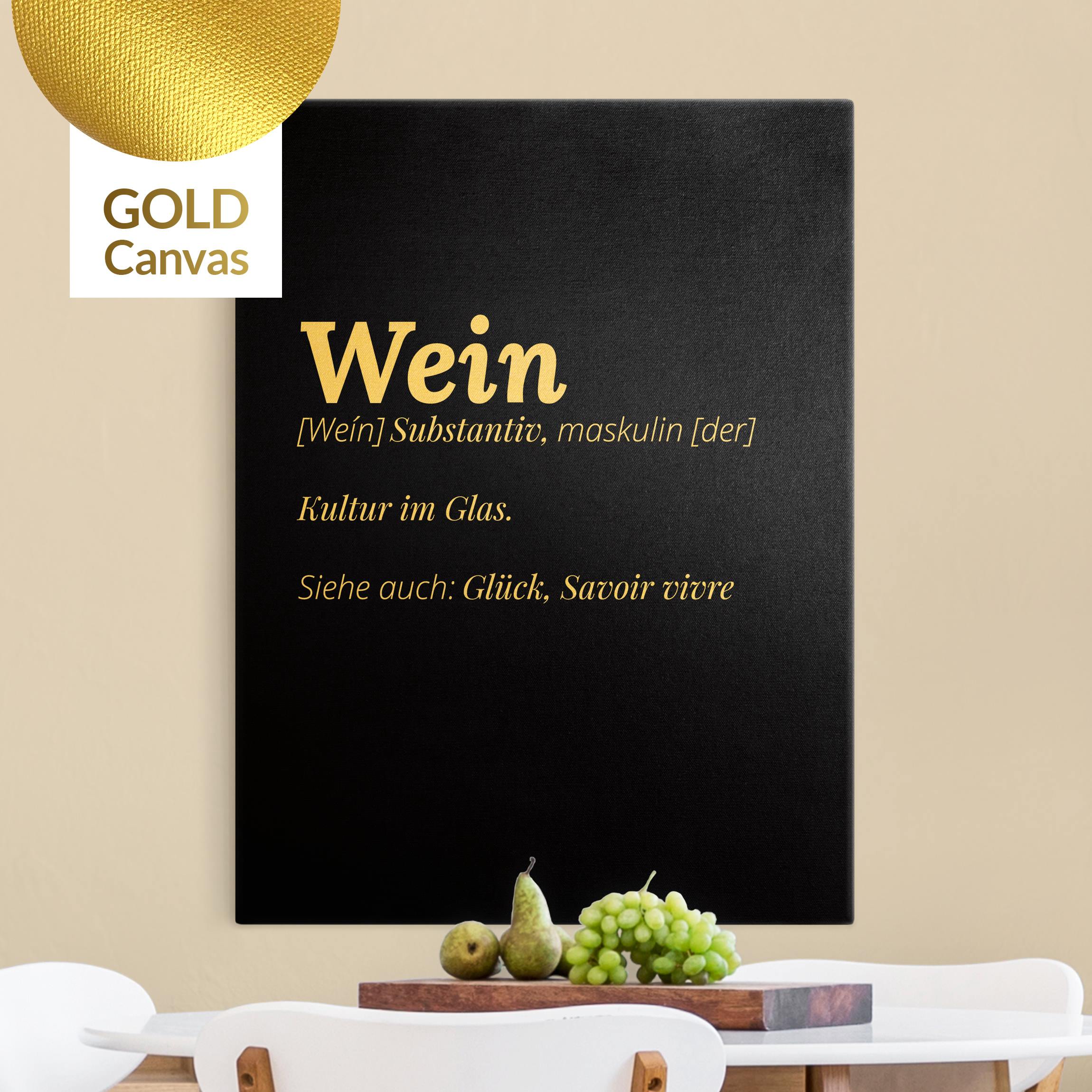 Leinwandbild Gold Die Definition von Wein Schwarz
