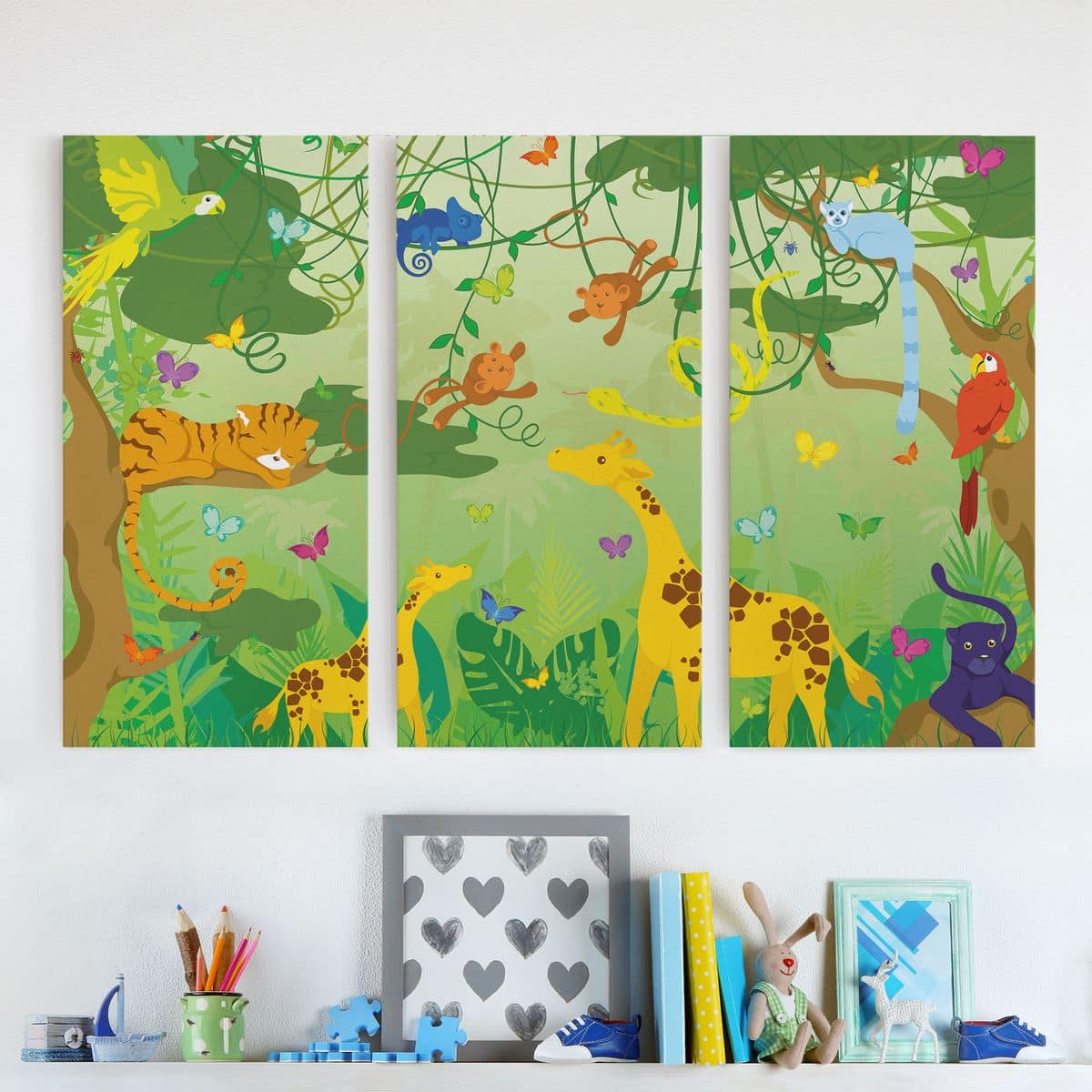 3-teiliges Leinwandbild Kinderzimmer Dschungelspiel