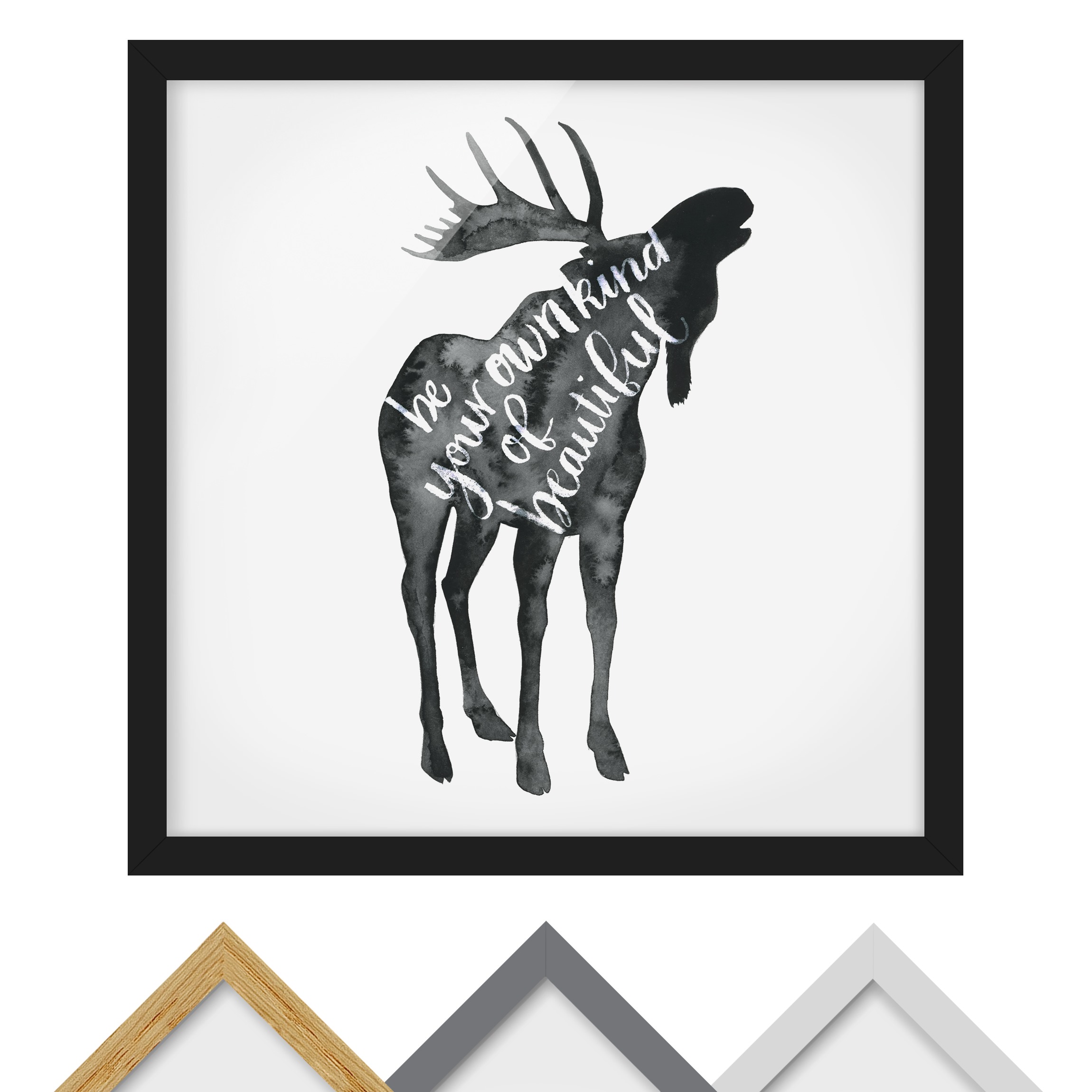 Bild mit Rahmen - Quadrat Tiere mit Weisheit - Elch