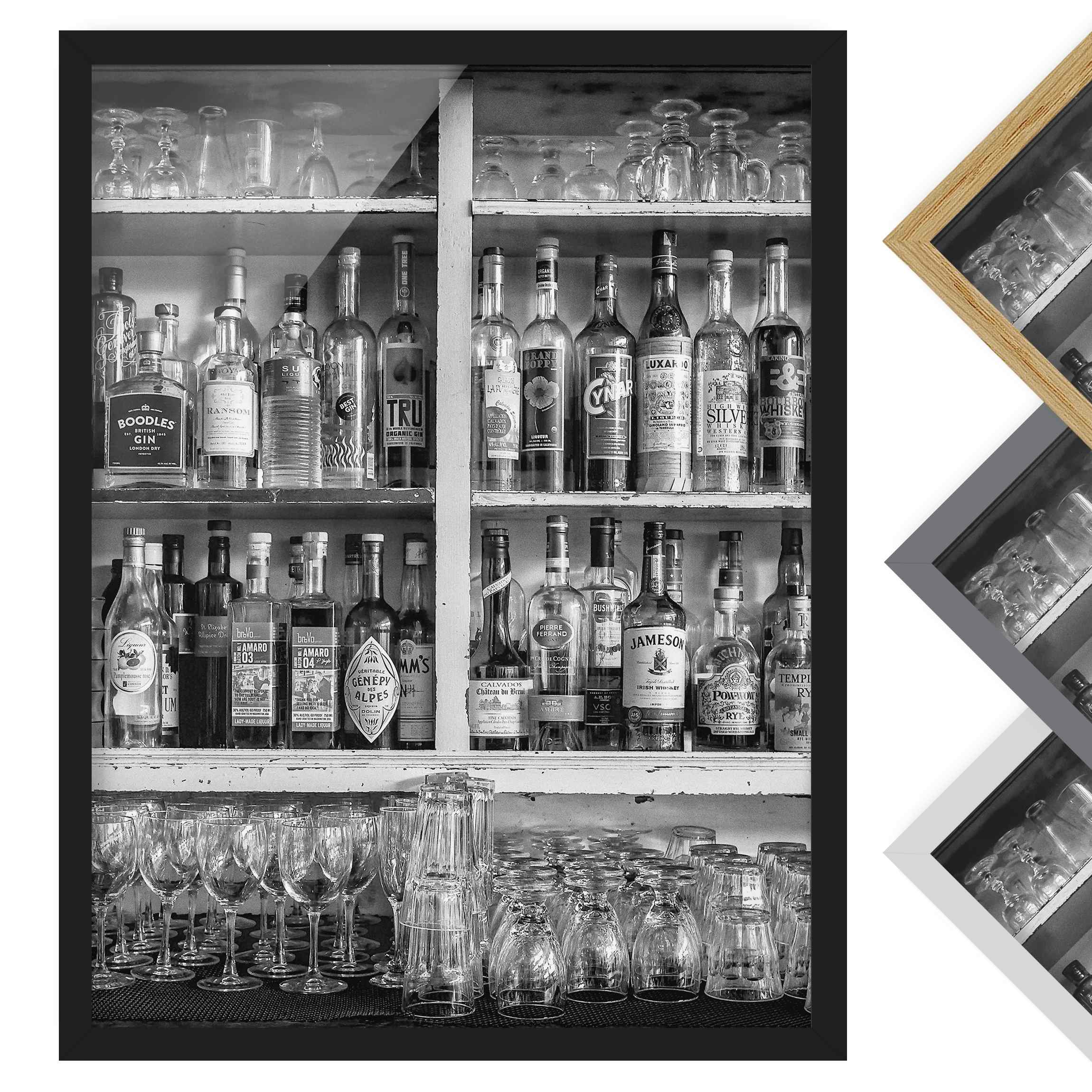 Bild mit Rahmen - Hochformat Bar Schwarz Weiß