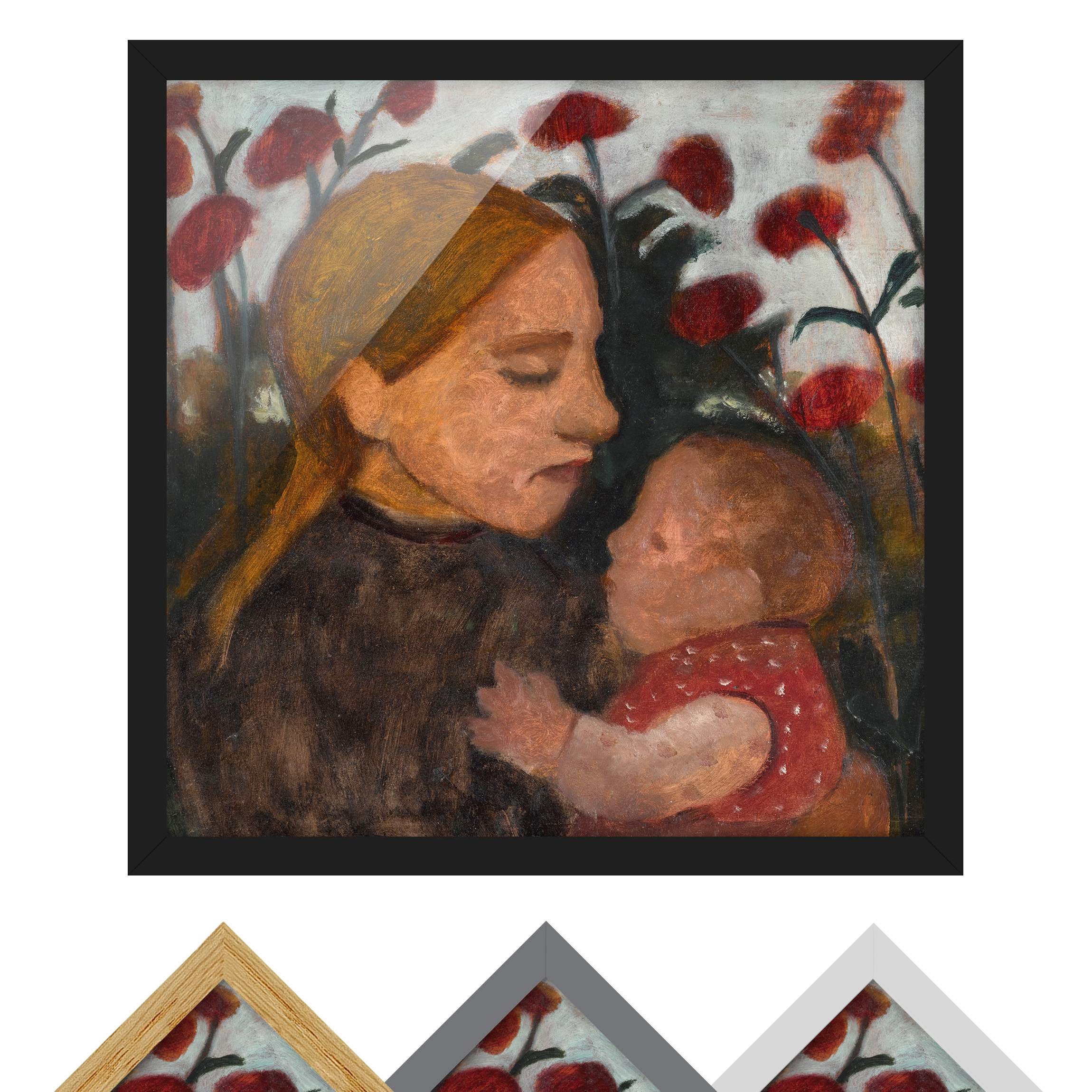 Bild mit Rahmen - Quadrat Paula Modersohn-Becker - Junge Frau mit Kind
