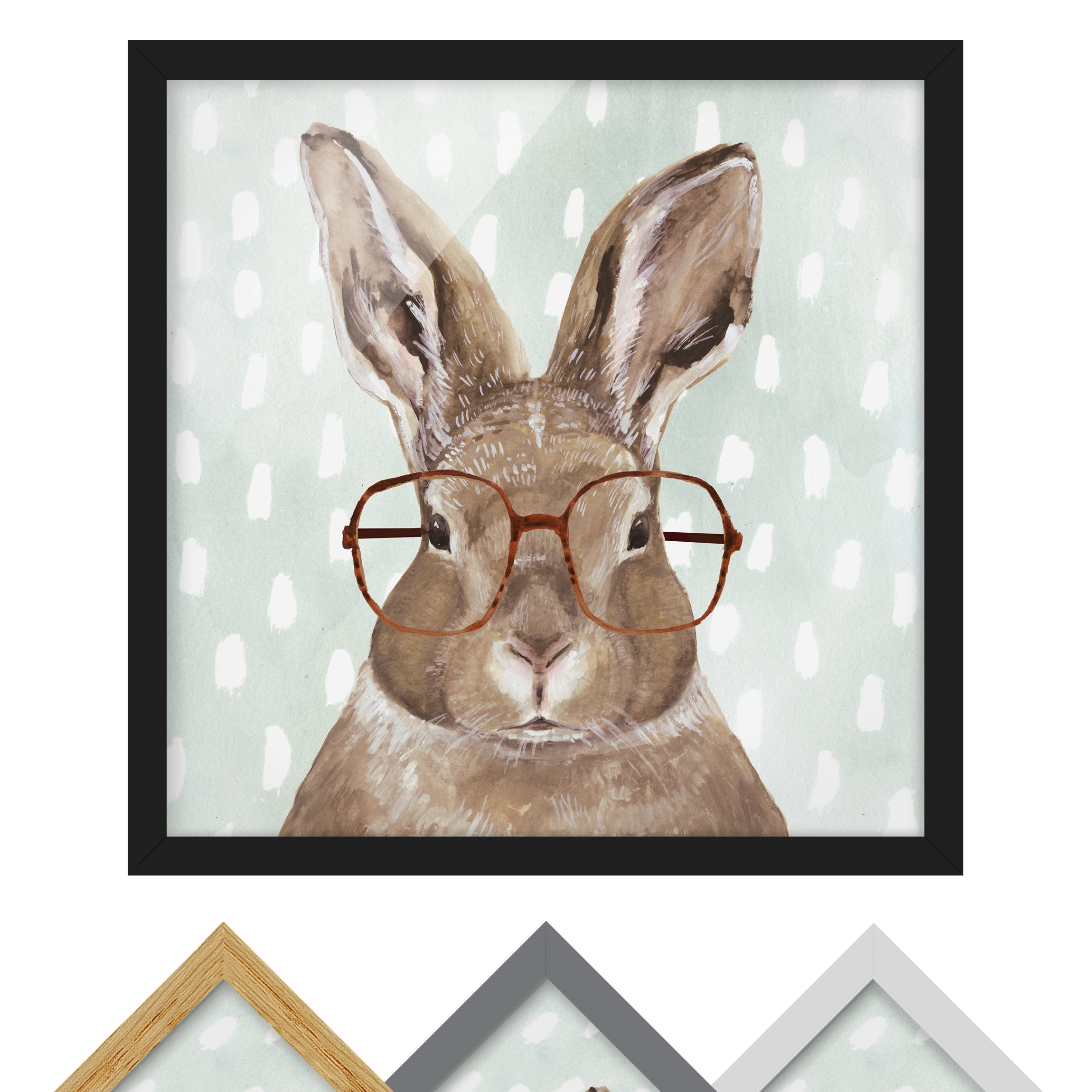 Bild mit Rahmen - Quadrat Bebrillte Tiere - Hase