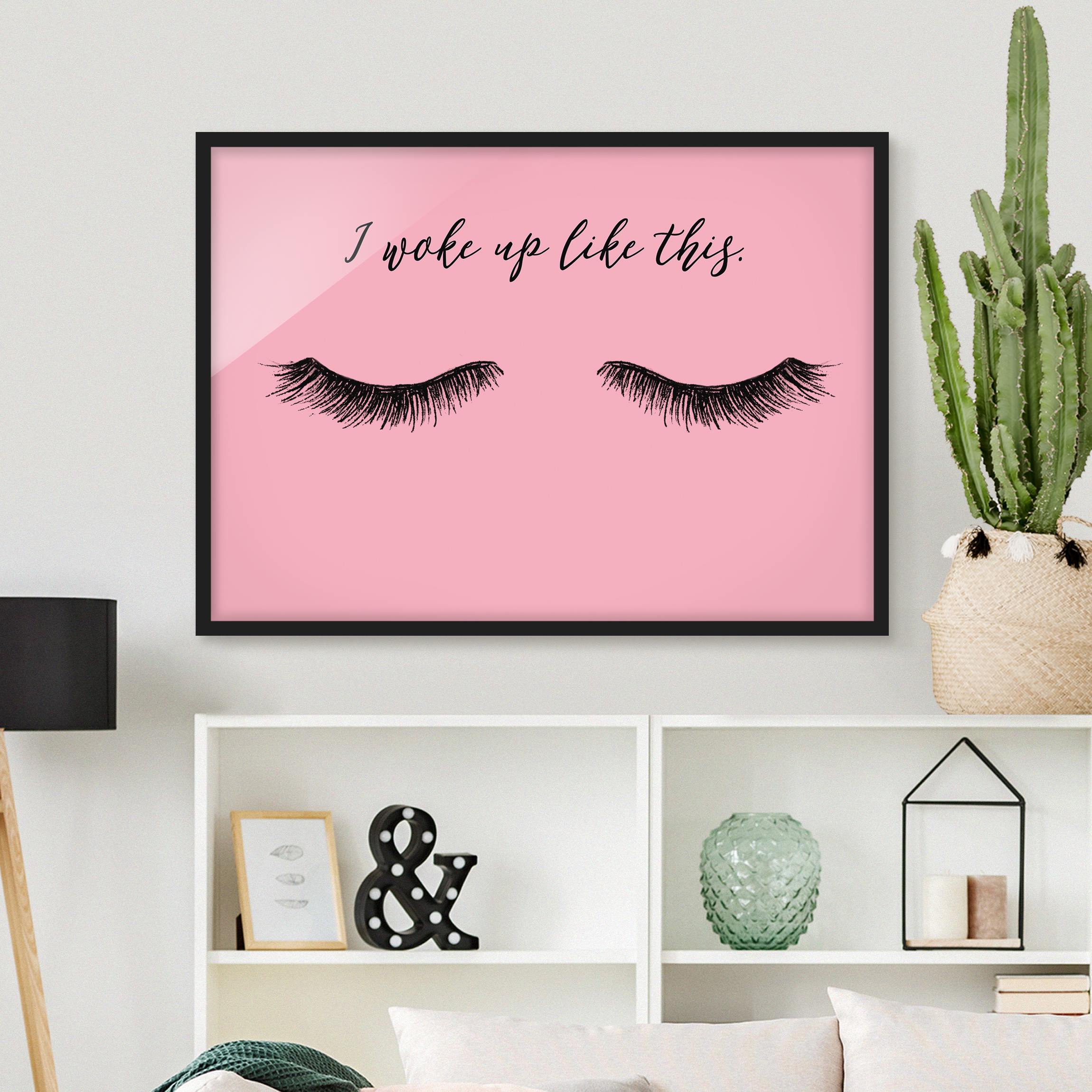 Bild mit Rahmen - Querformat Wimpern Chat - Wake up