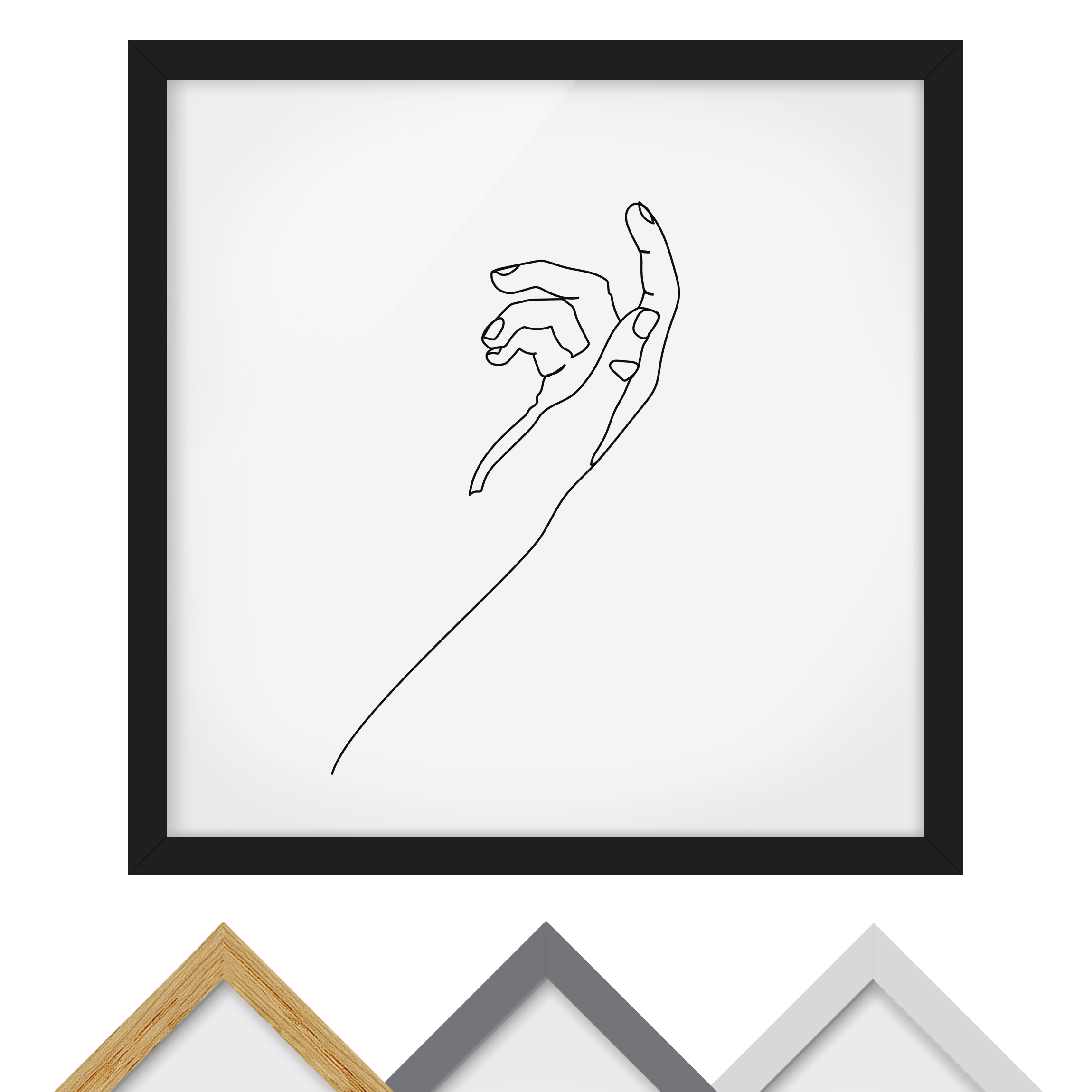 Bild mit Rahmen Fragende Hand Line Art