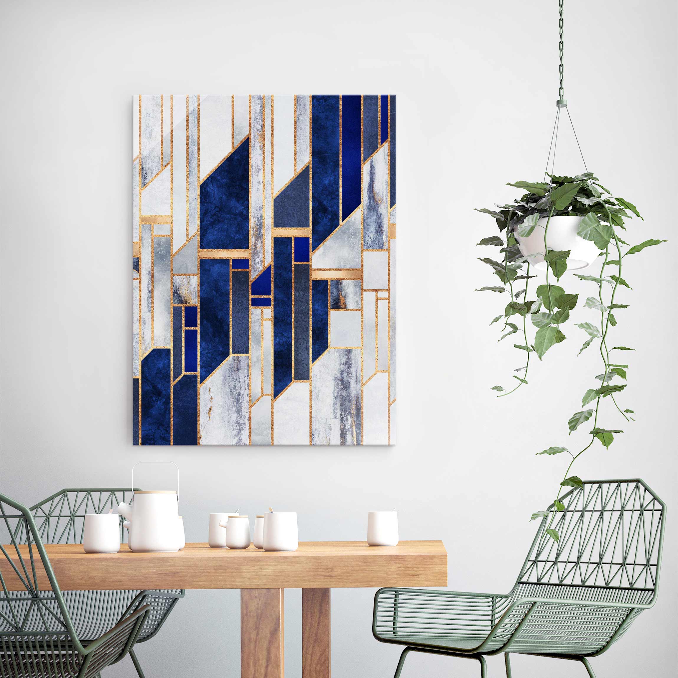 Glasbild Geometrische Formen mit Gold