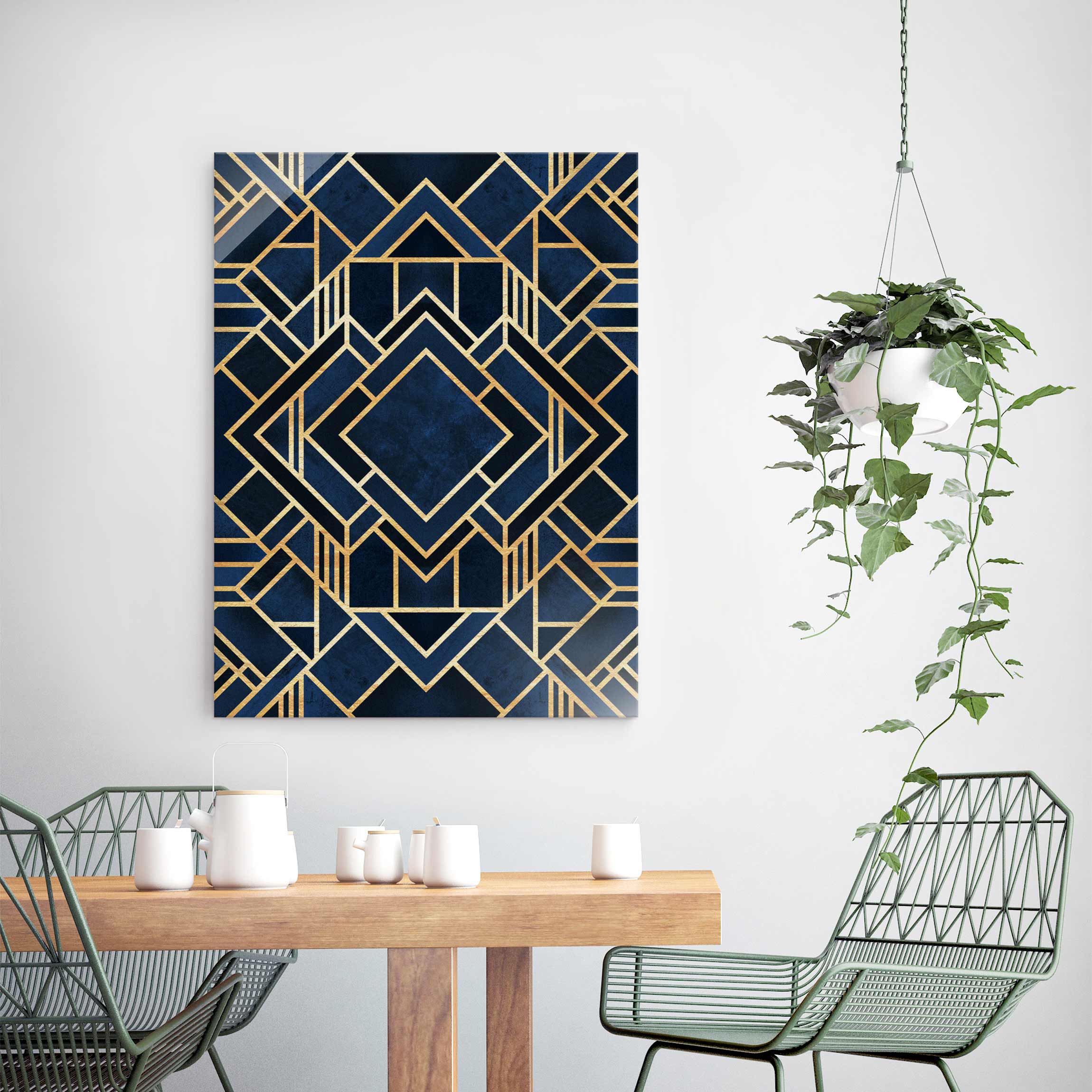 Glasbild Art Deco Gold