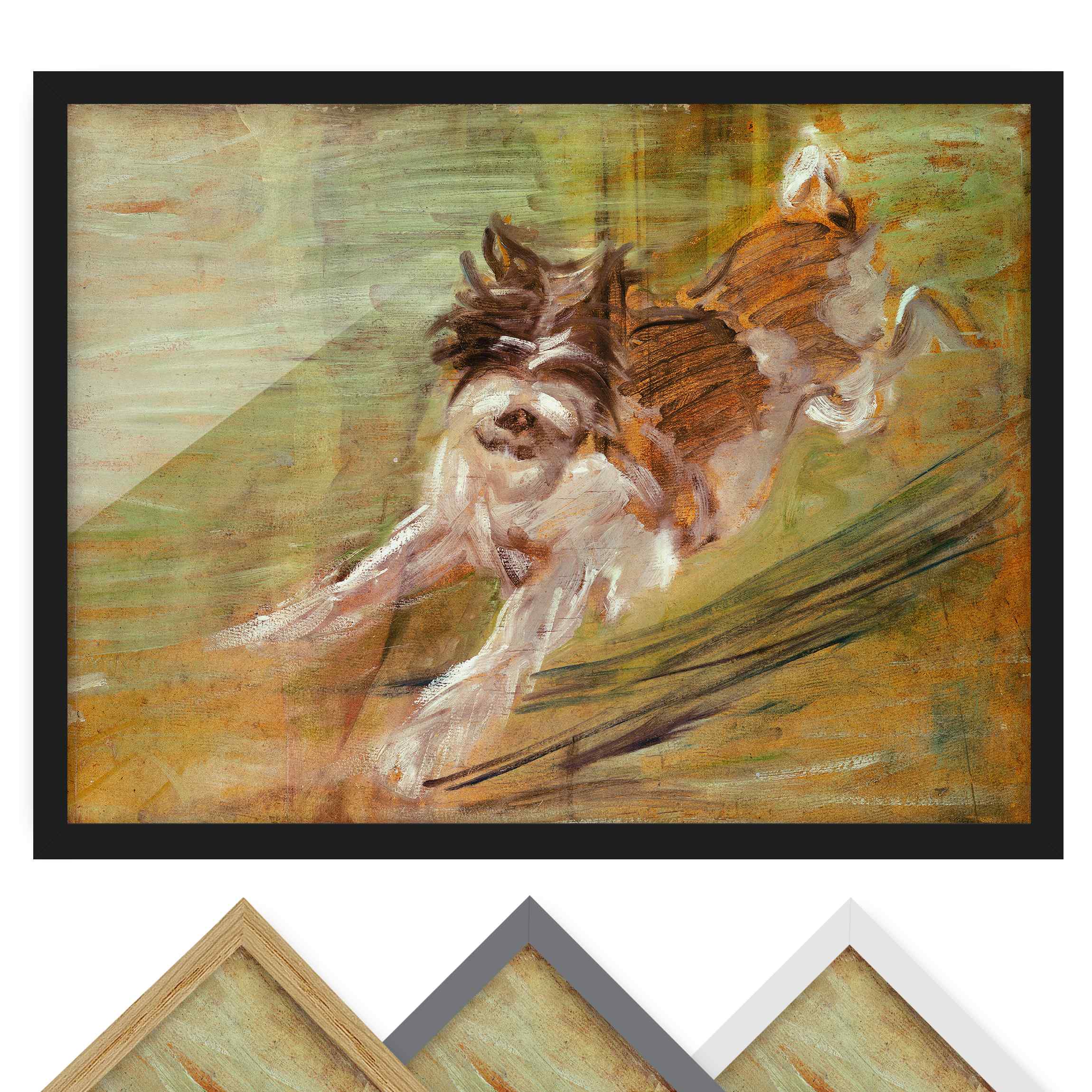 Bild mit Rahmen - Querformat Franz Marc - Springender Hund