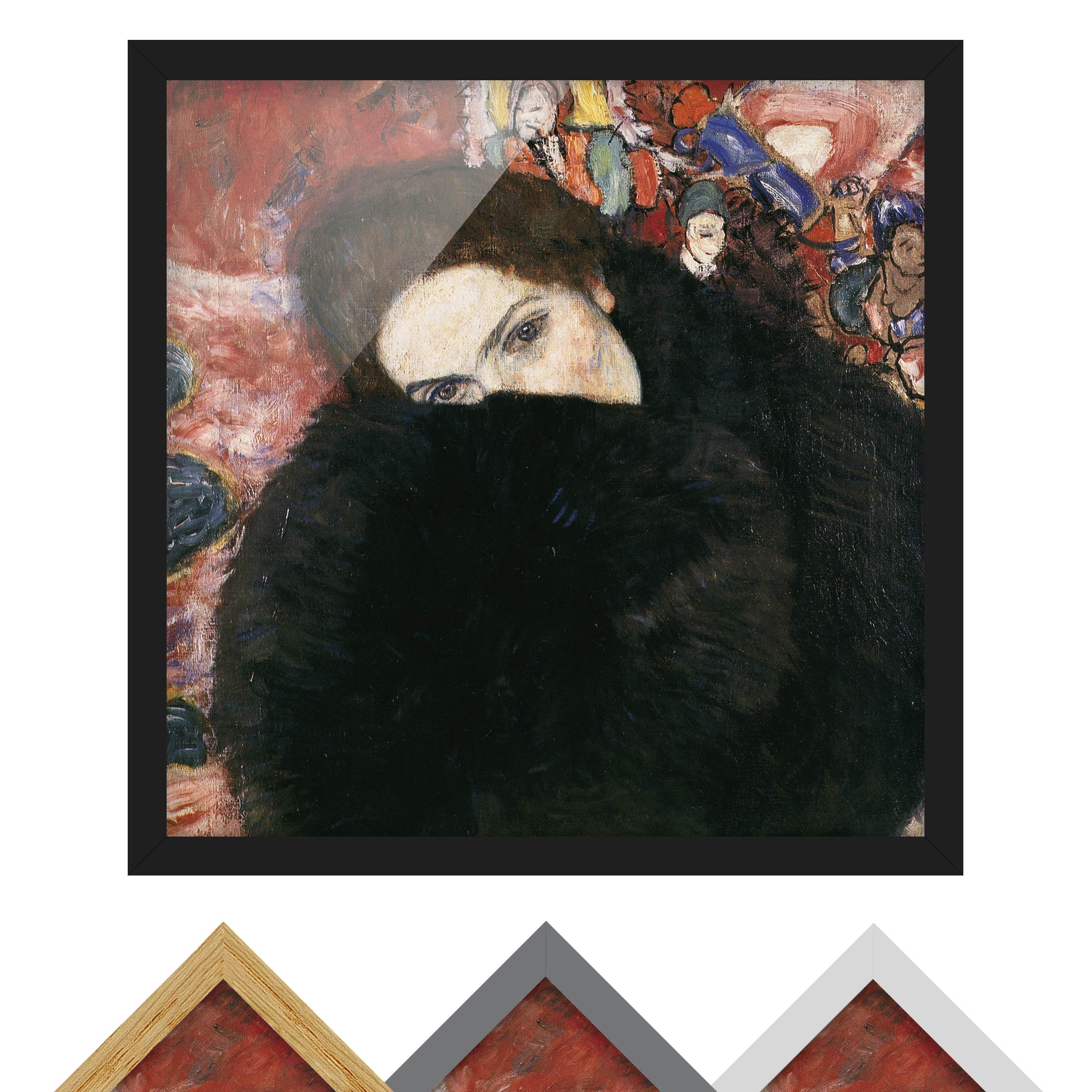 Bild mit Rahmen - Quadrat Gustav Klimt - Dame mit Muff