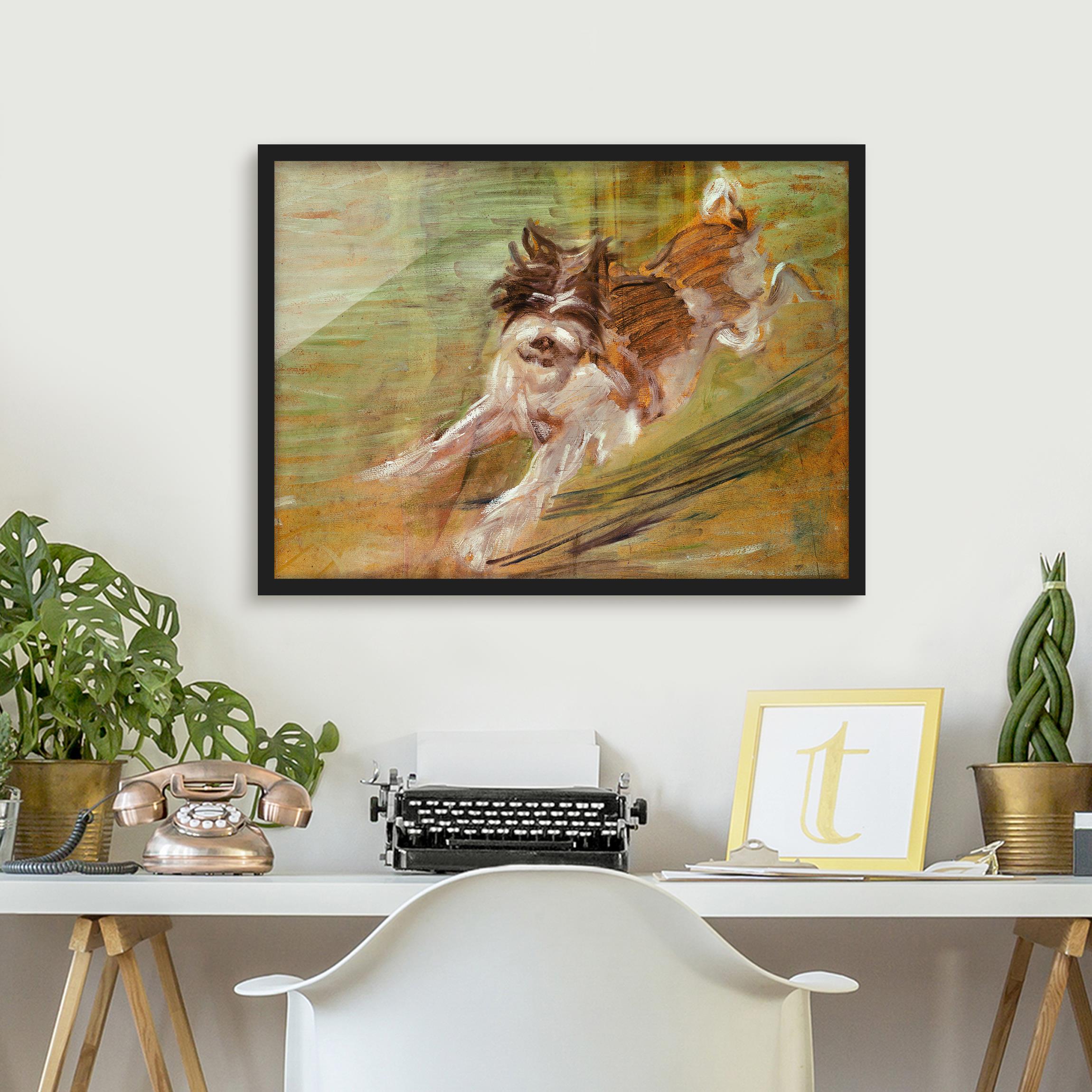 Bild mit Rahmen - Querformat Franz Marc - Springender Hund