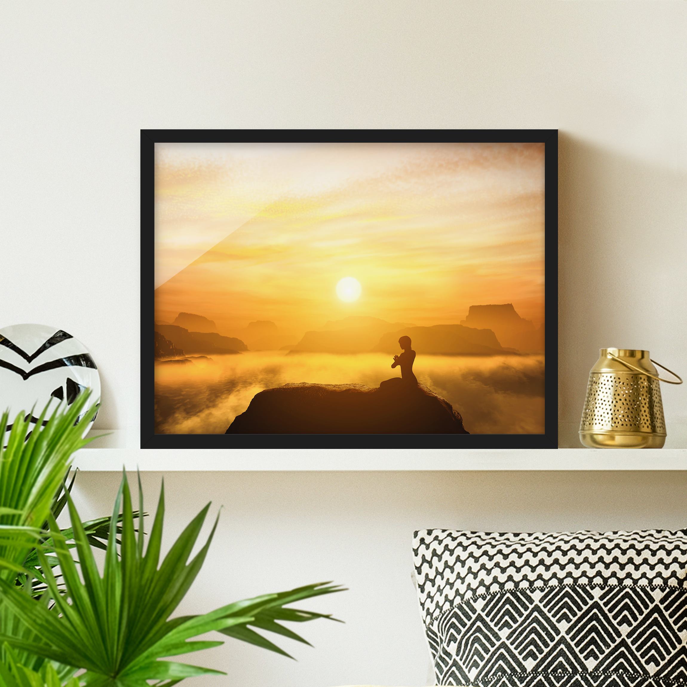 Spirituelles Bild mit Rahmen Yoga Meditation