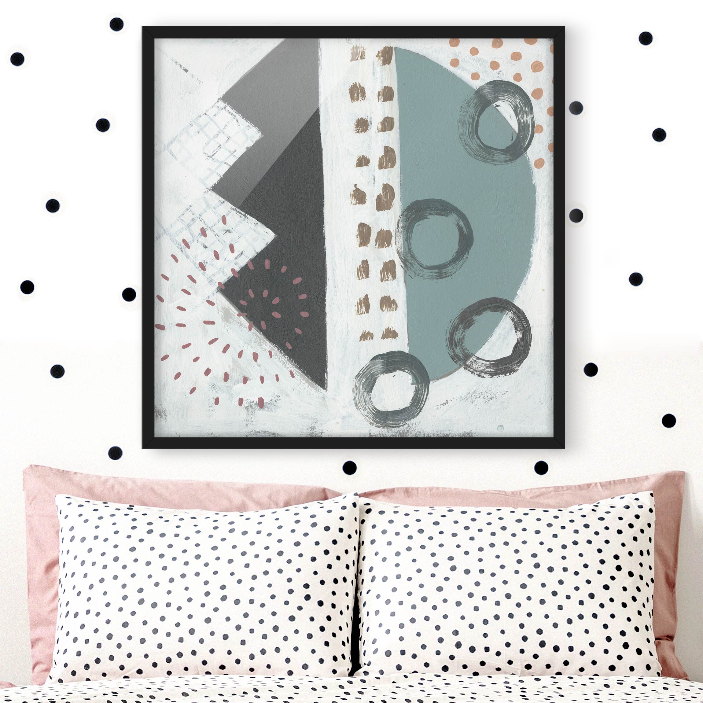 Abstraktes Bild mit Rahmen Karneval der Formen in Petrol III